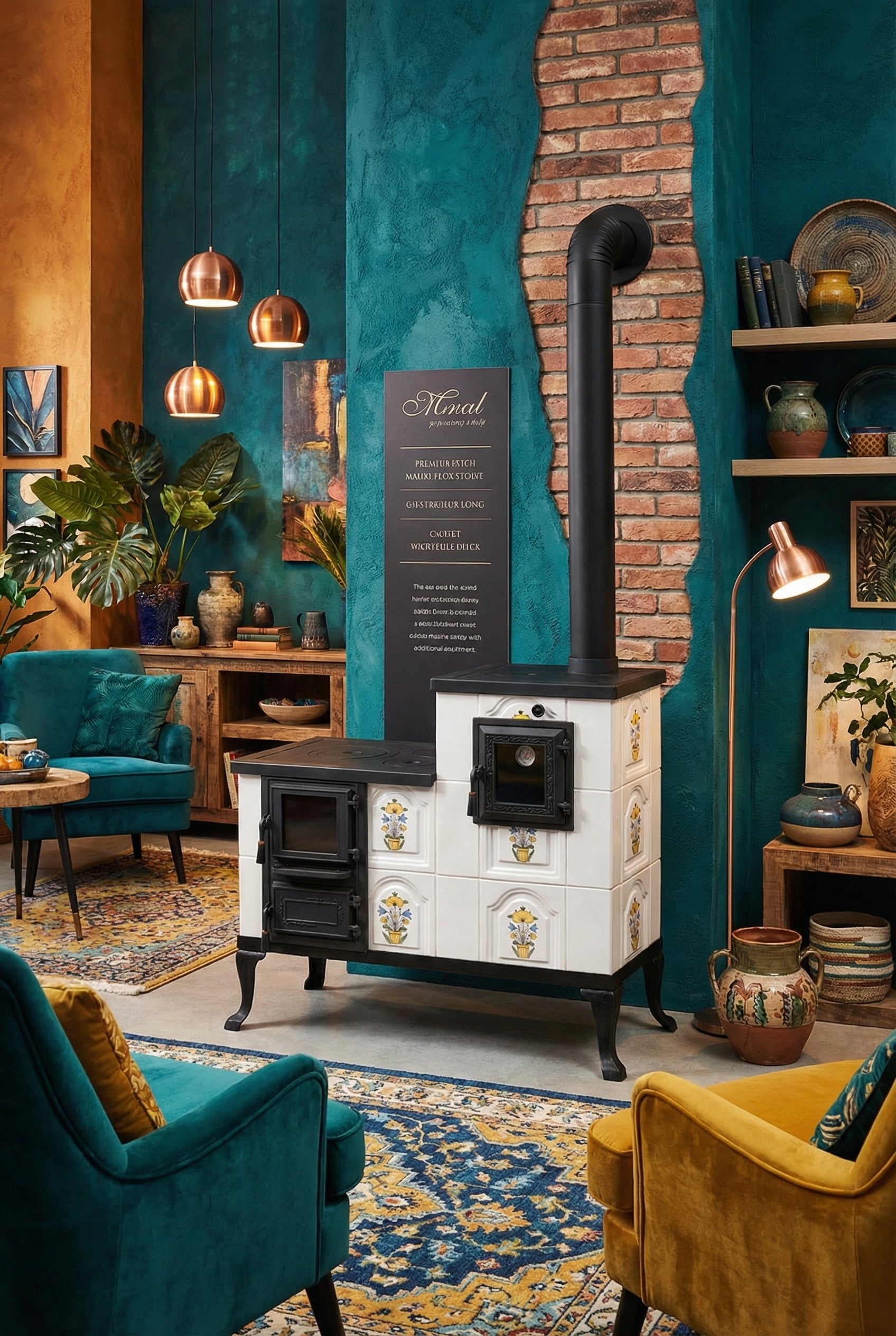 POÊLE CÉRAMIQUE MODÈLE 1 FOLK DROIT 10 kW