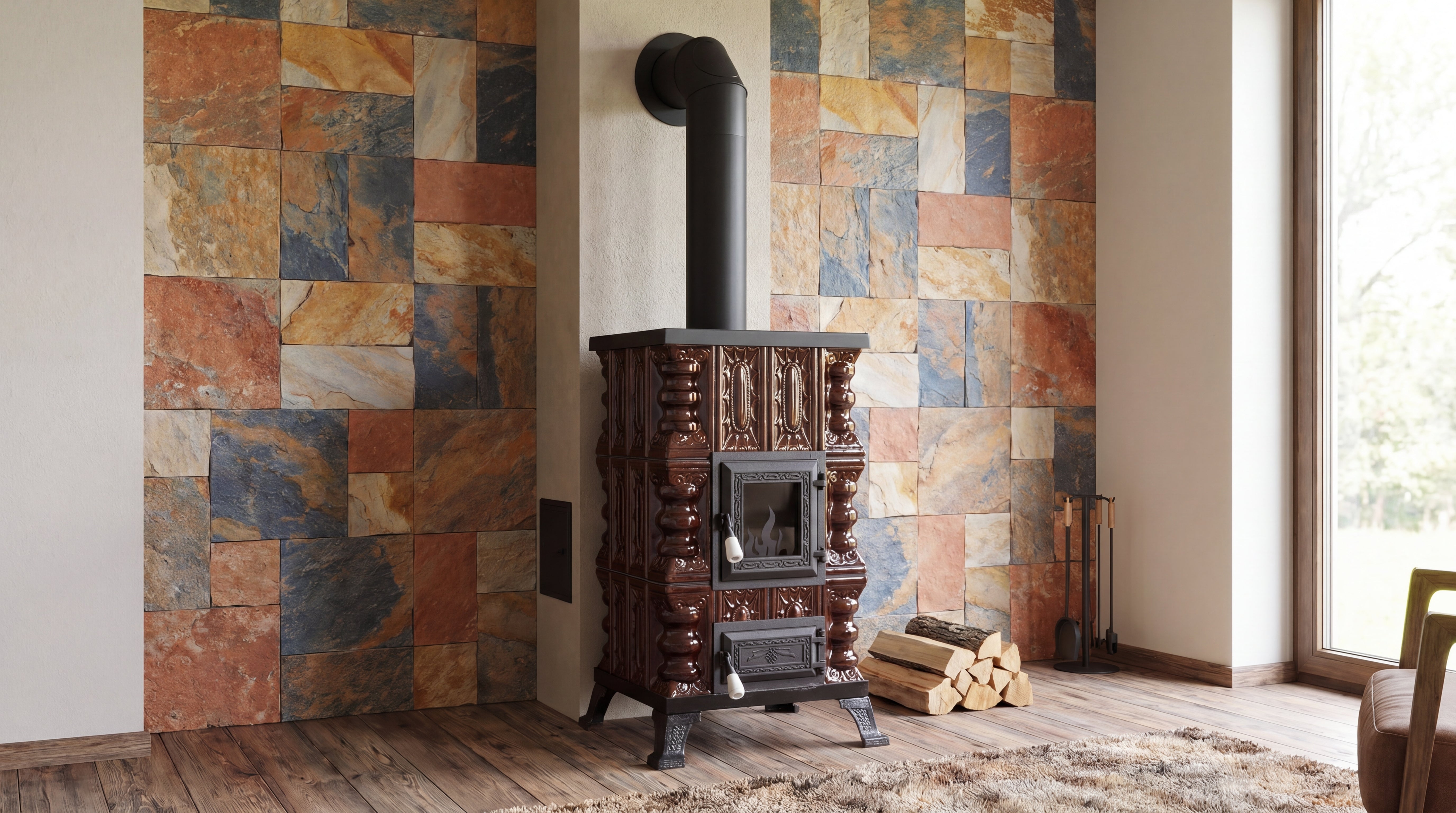 POÊLE CÉRAMIQUE MODÈLE 15 MARRON 5 kW