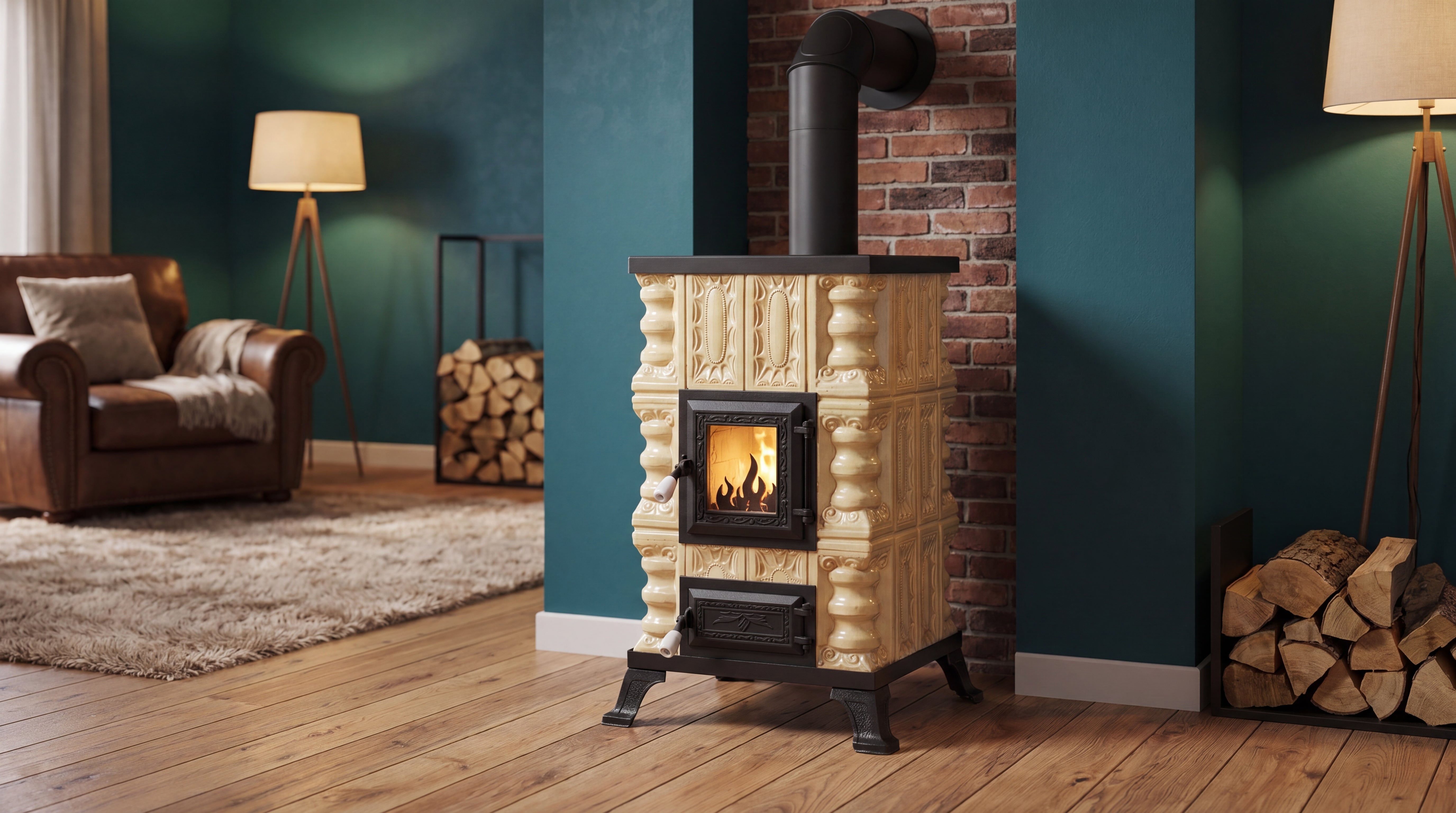 POÊLE CÉRAMIQUE MODÈLE 15 CRÈME 5 kW