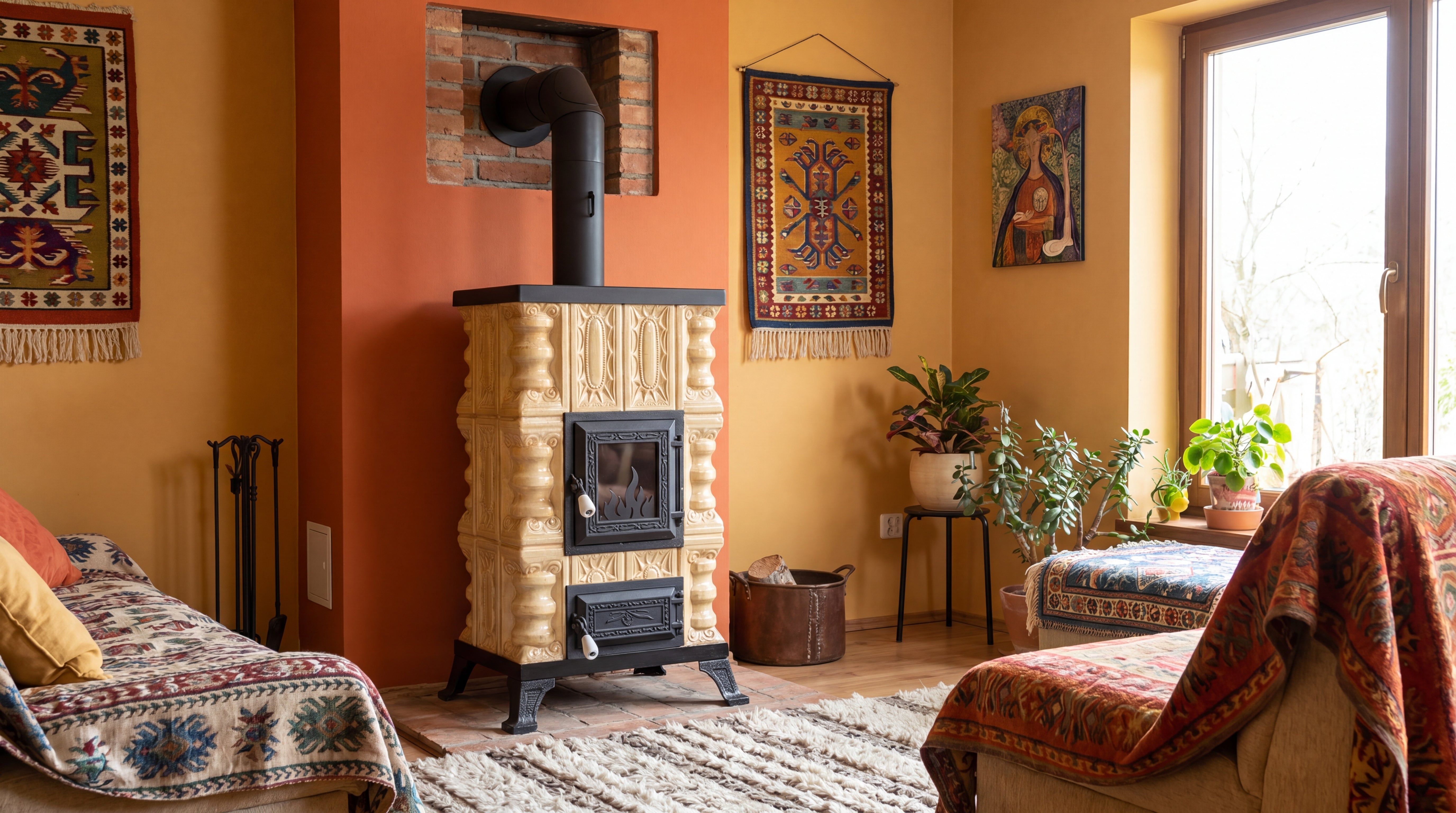 POÊLE CÉRAMIQUE MODÈLE 15 CRÈME 5 kW