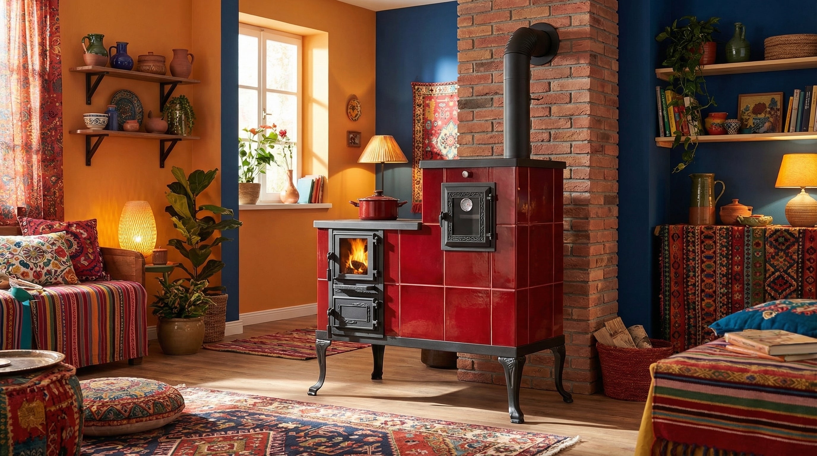 KERÁMIA KÁLYHA 1-ES MODELL PIROS JOBB 10 kW