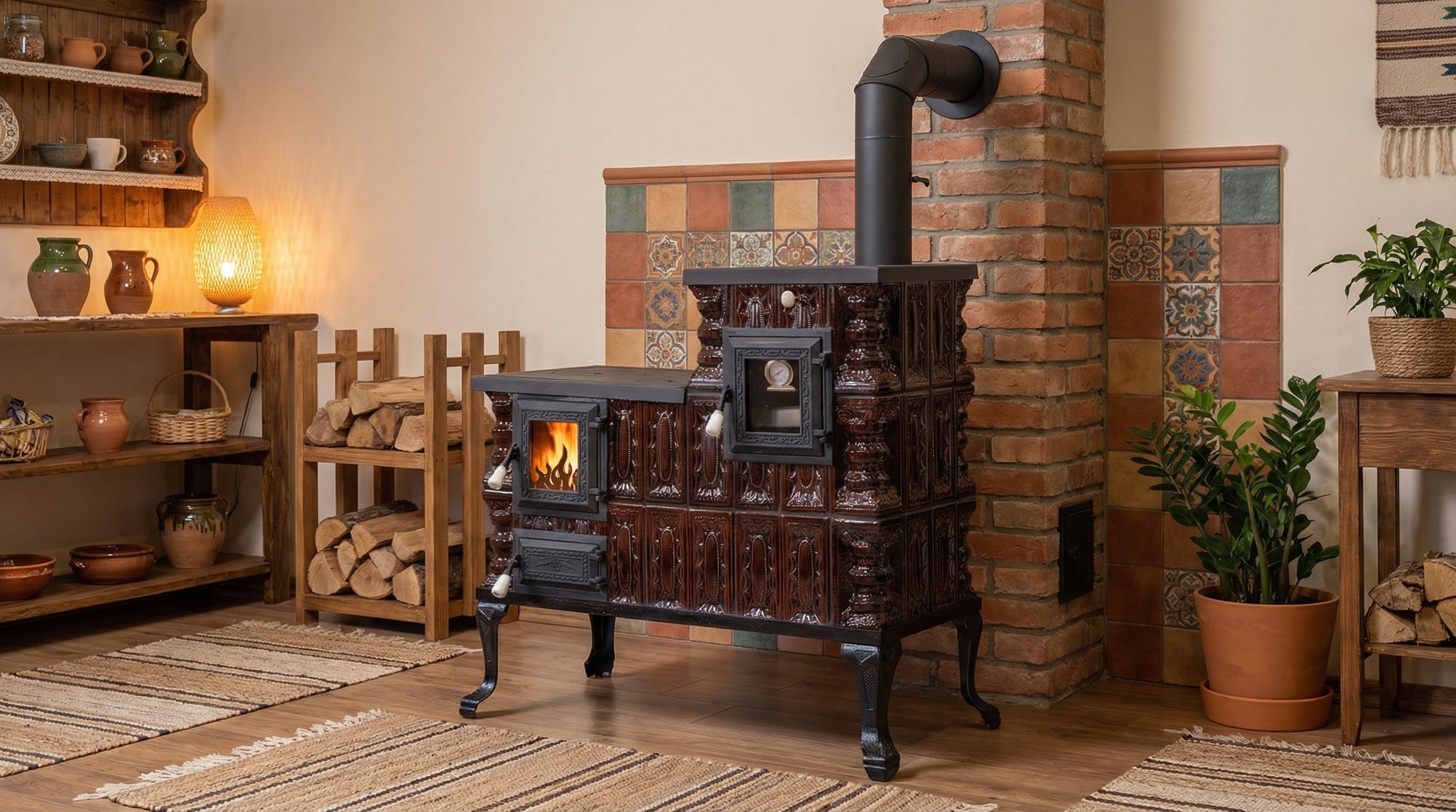 POÊLE CÉRAMIQUE MODÈLE 1 MARRON DROIT 10 kW
