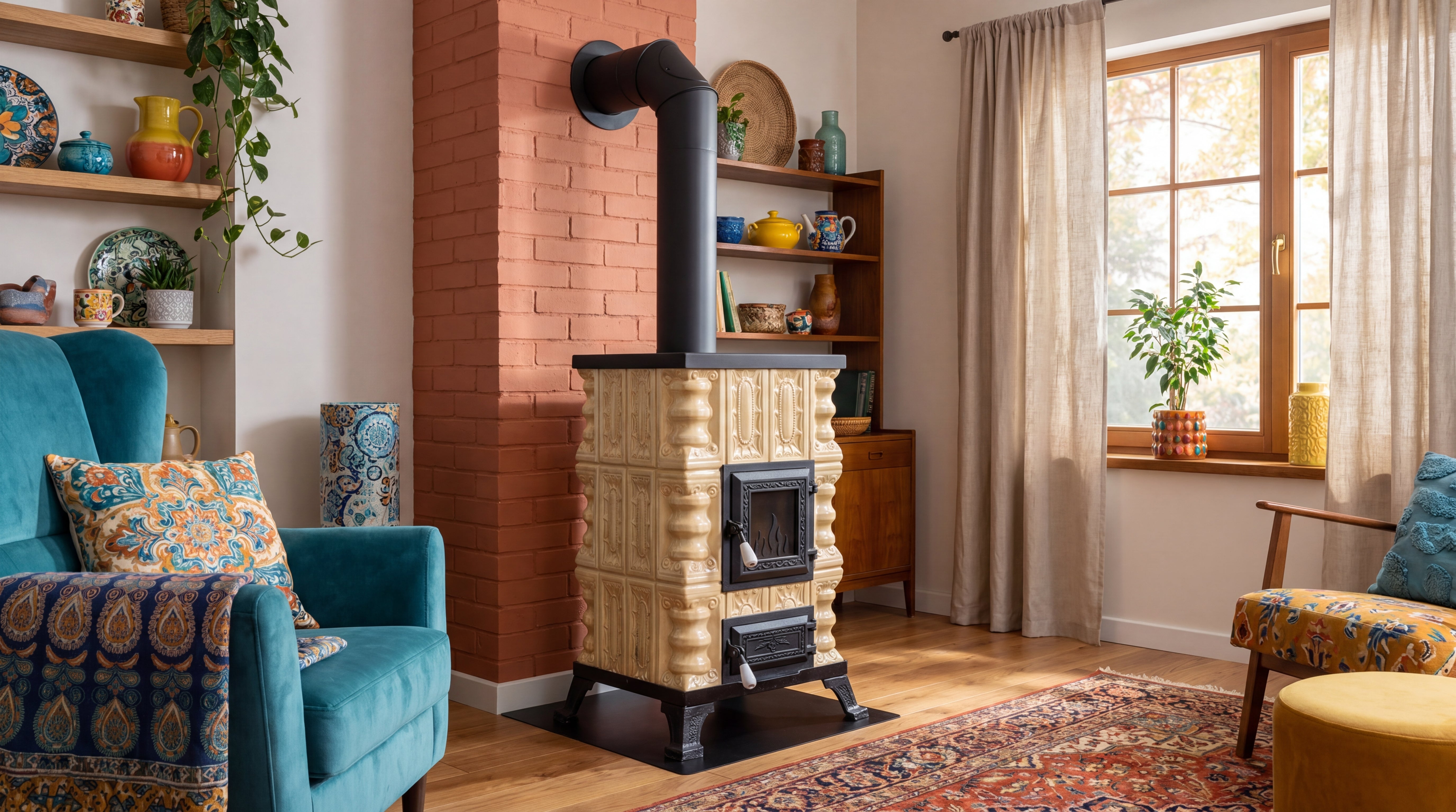 POÊLE CÉRAMIQUE MODÈLE 15 CRÈME 5 kW