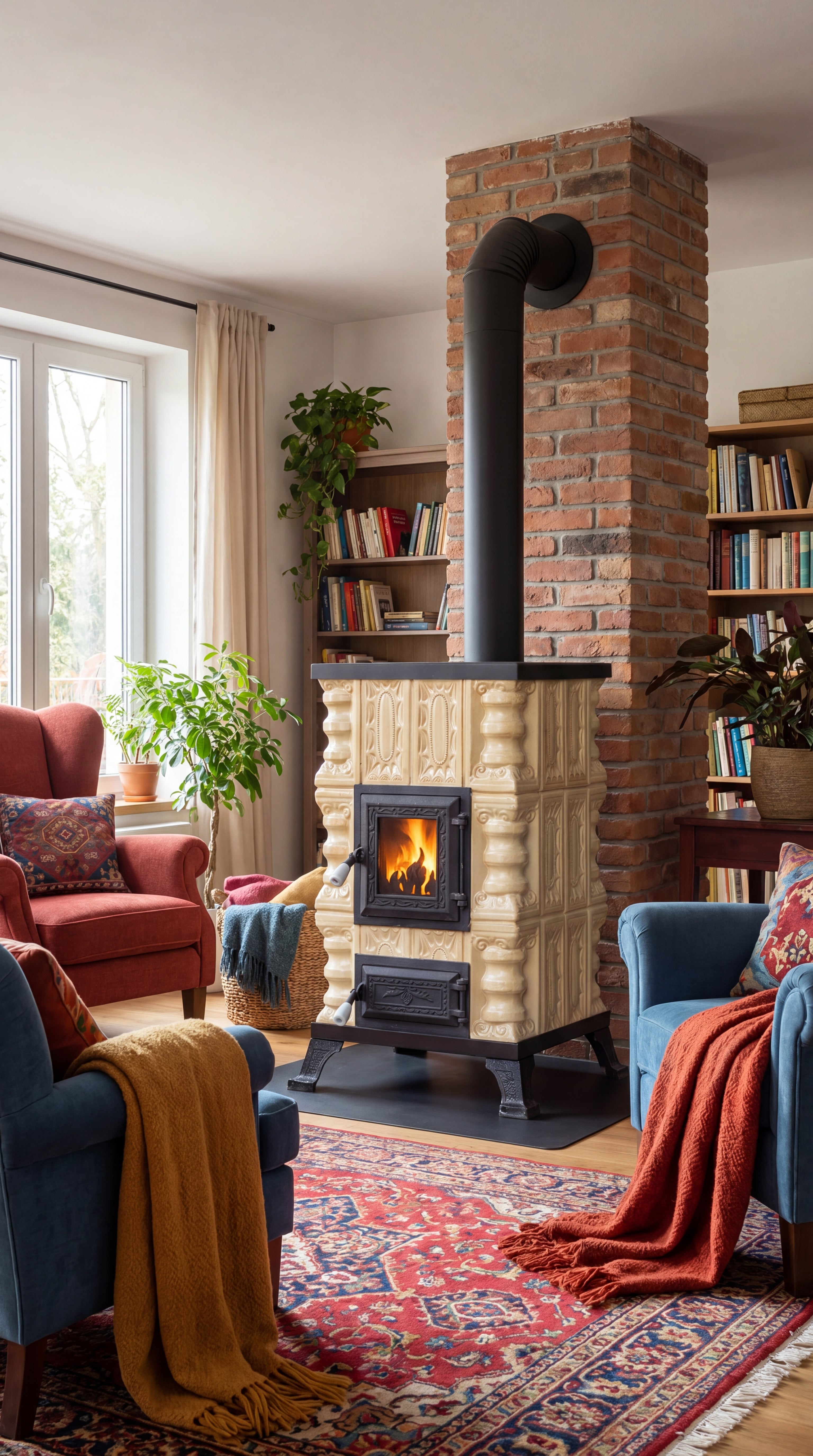 POÊLE CÉRAMIQUE MODÈLE 15 CRÈME 5 kW