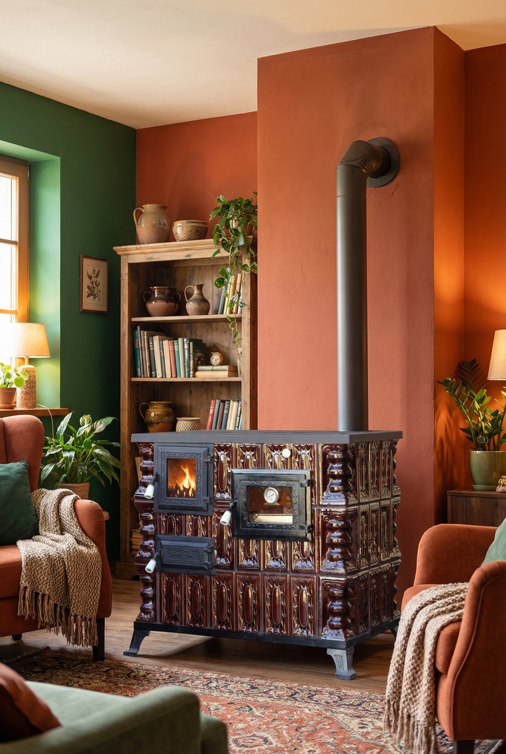 POÊLE CÉRAMIQUE MODÈLE 4 MARRON DROIT 10 kW