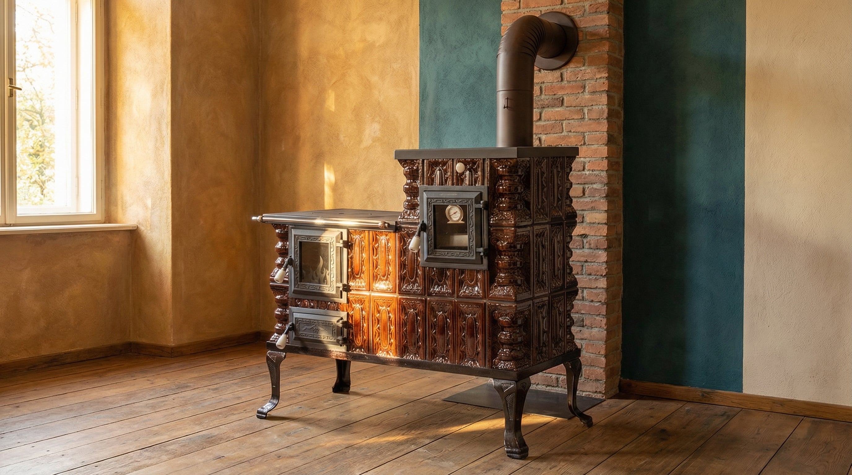 POÊLE CÉRAMIQUE MODÈLE 1 MARRON DROIT 10 kW