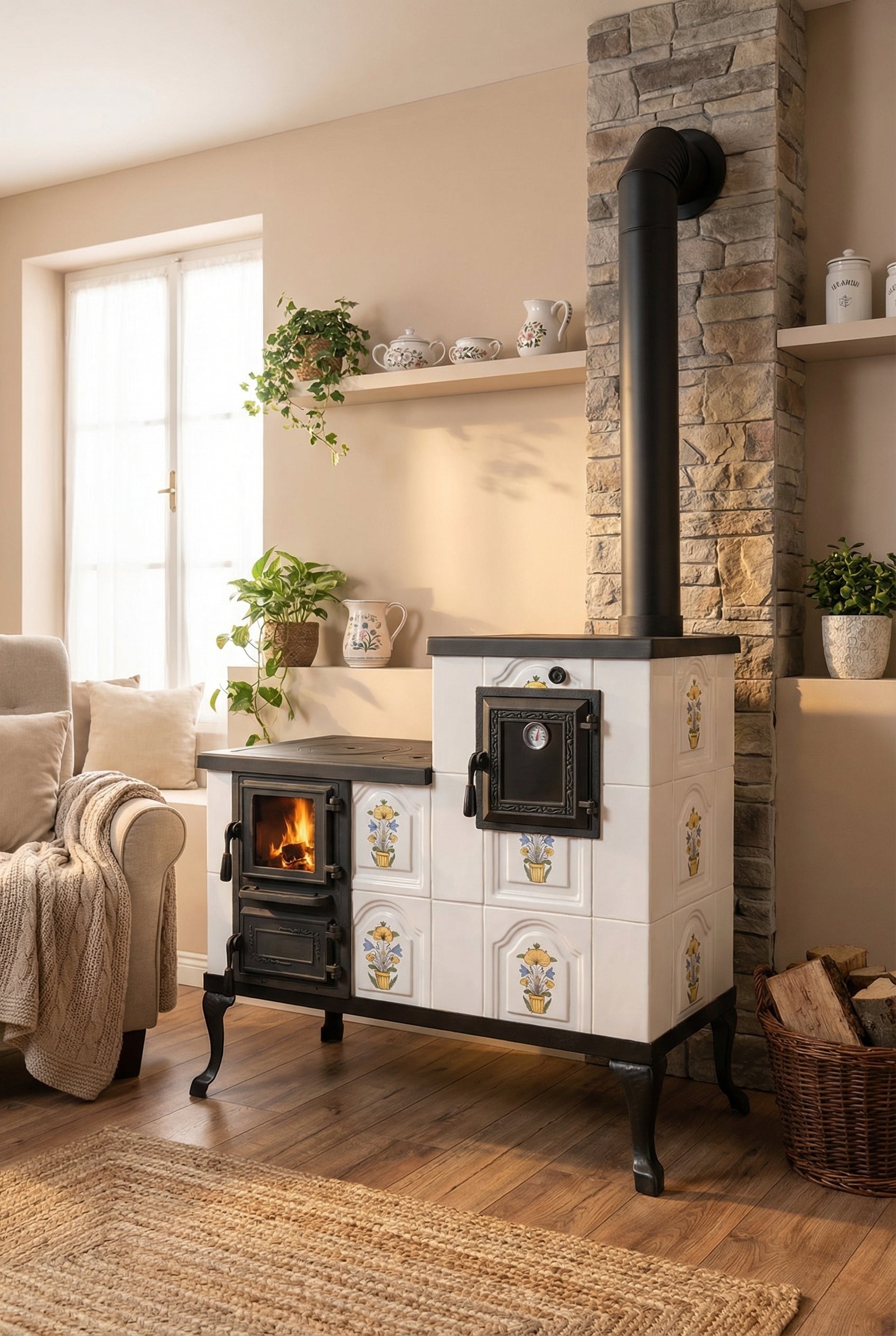 POÊLE CÉRAMIQUE MODÈLE 1 FOLK DROIT 10 kW