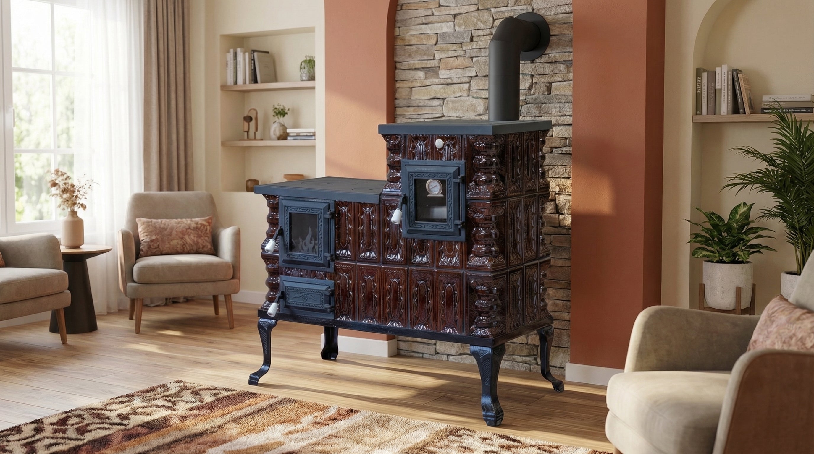 POÊLE CÉRAMIQUE MODÈLE 1 MARRON DROIT 10 kW