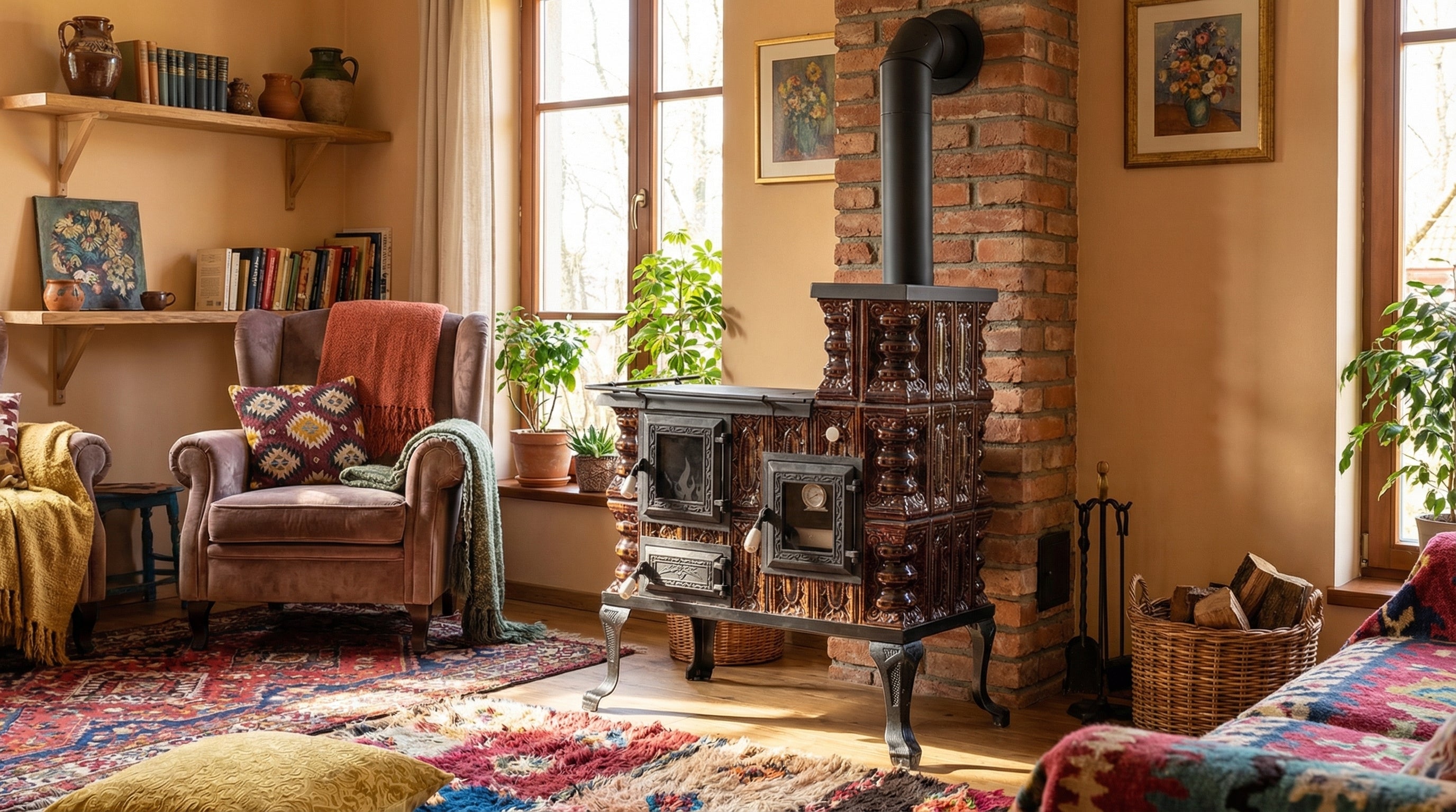 POÊLE CÉRAMIQUE MODÈLE 27 MARRON DROIT 8 kW