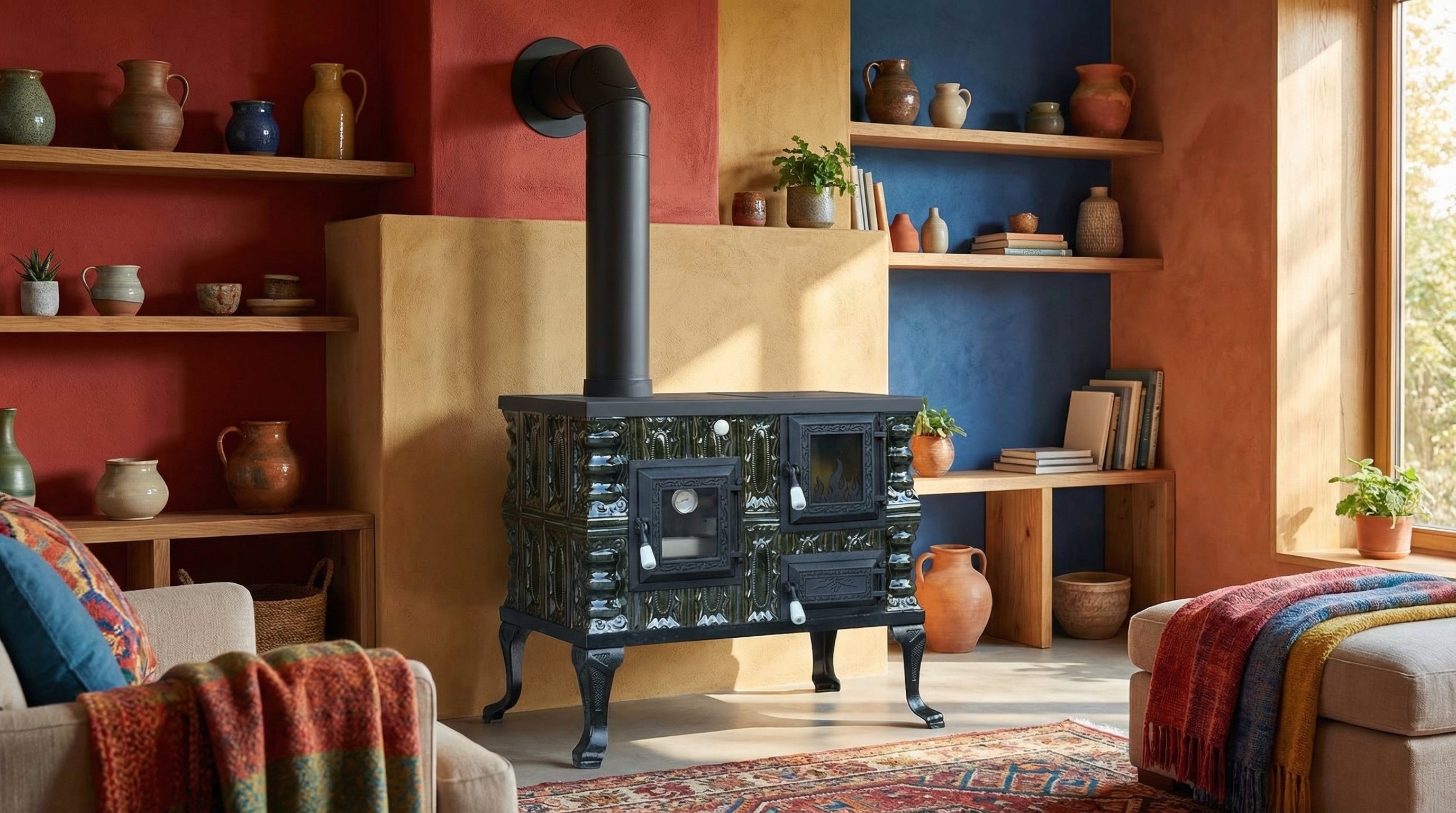 Piec ceramiczny model 7 zielony lewy 6,5 kW