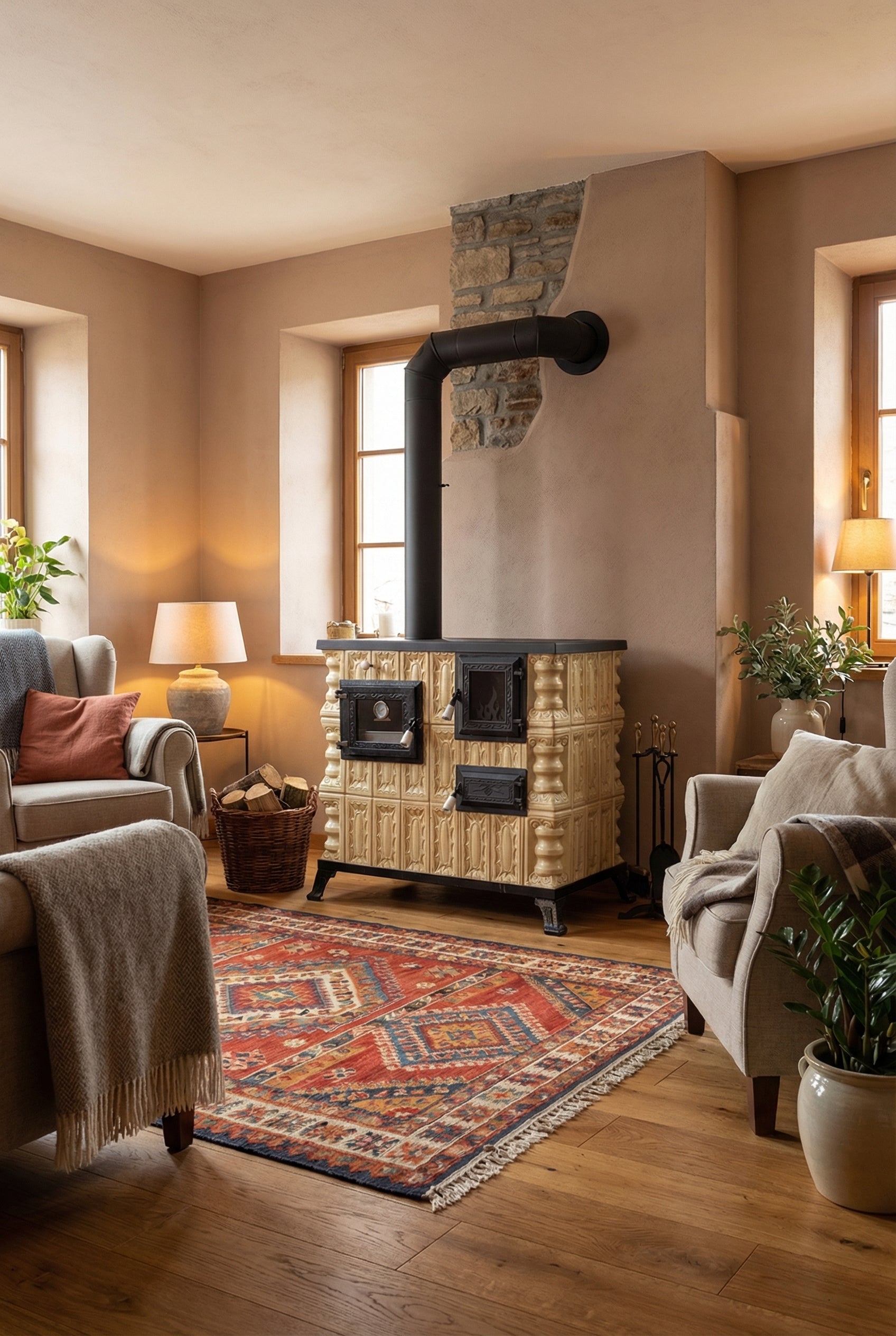 POÊLE CÉRAMIQUE MODÈLE 4 CRÈME GAUCHE 10 kW