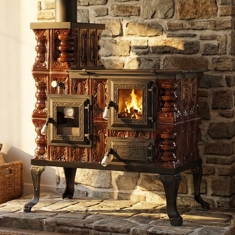 KERAMISKĀ KRĀSNS MODELIS 27 BRŪNA KREISĀ 8 kW