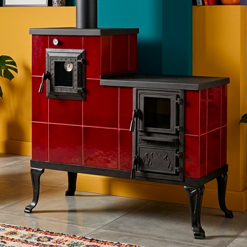 CERAMIC STOVE MODEL 1 RED LEFT 10 kW