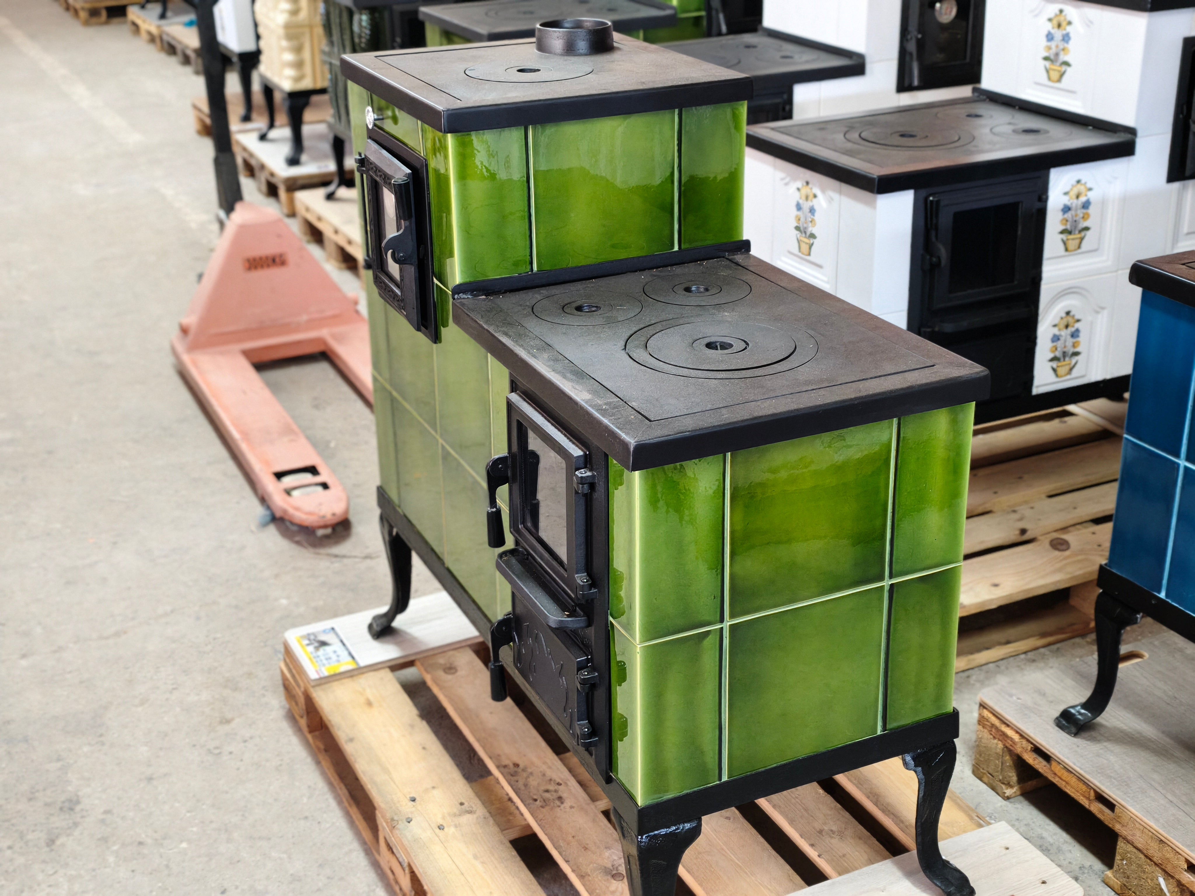 POÊLE CÉRAMIQUE MODÈLE 1 VERT CLAIR GAUCHE 10 kW