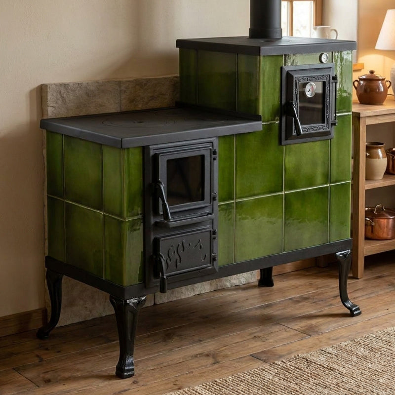 CERAMIC STOVE MODEL 1 LIGHT GREEN RIGHT 10 kW