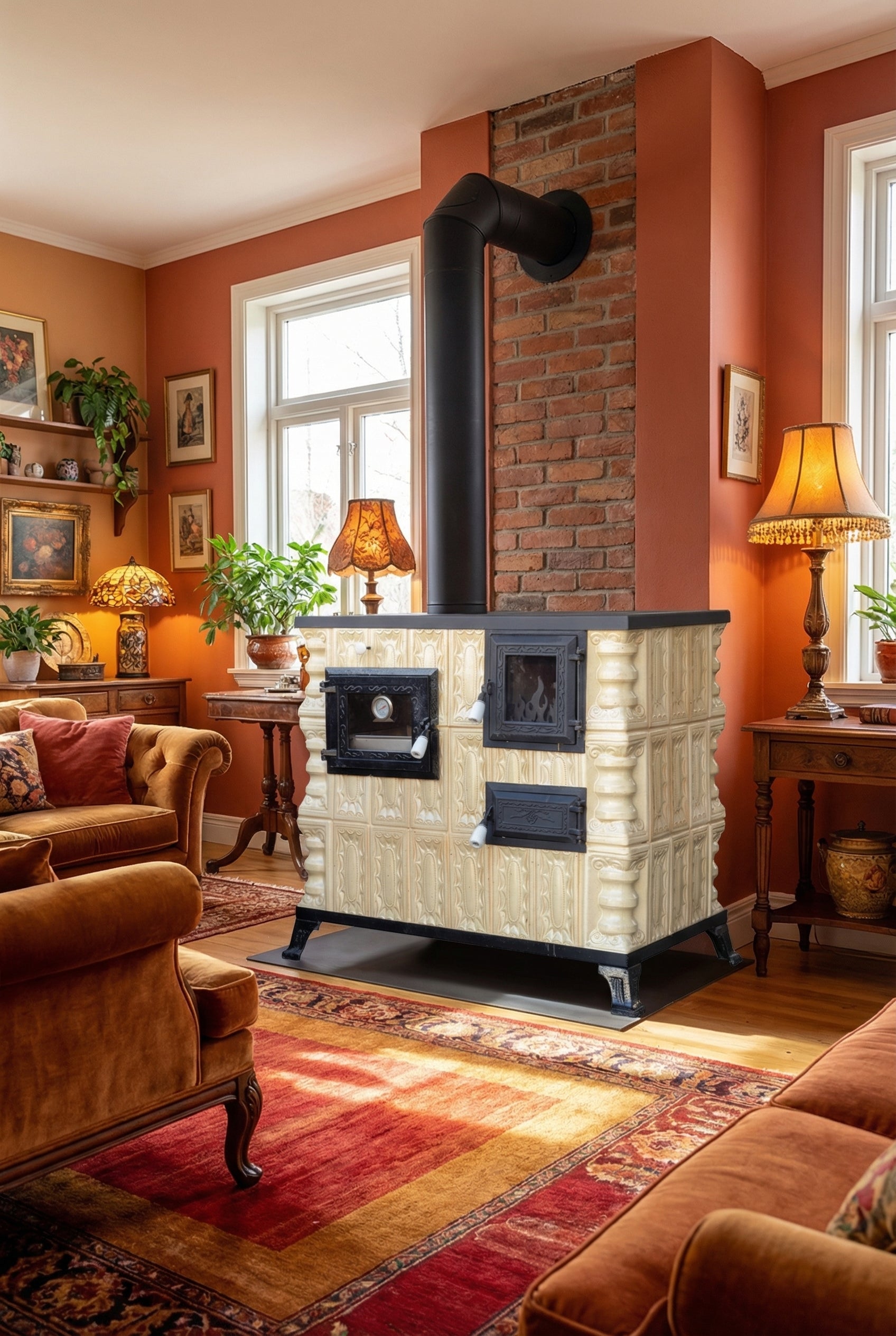 POÊLE CÉRAMIQUE MODÈLE 4 CRÈME GAUCHE 10 kW
