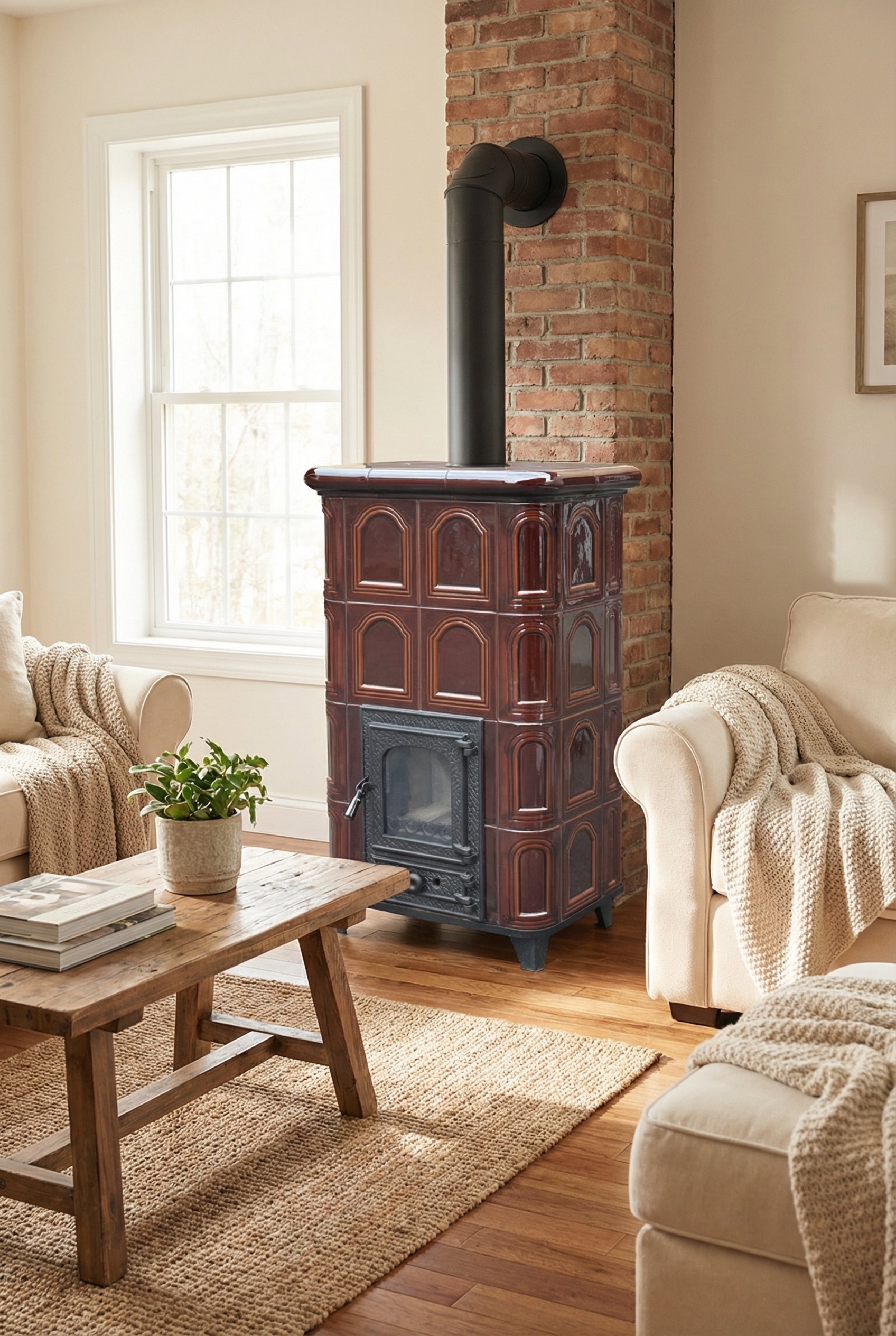 POÊLE CÉRAMIQUE MODÈLE 25 MARRON 10 kW