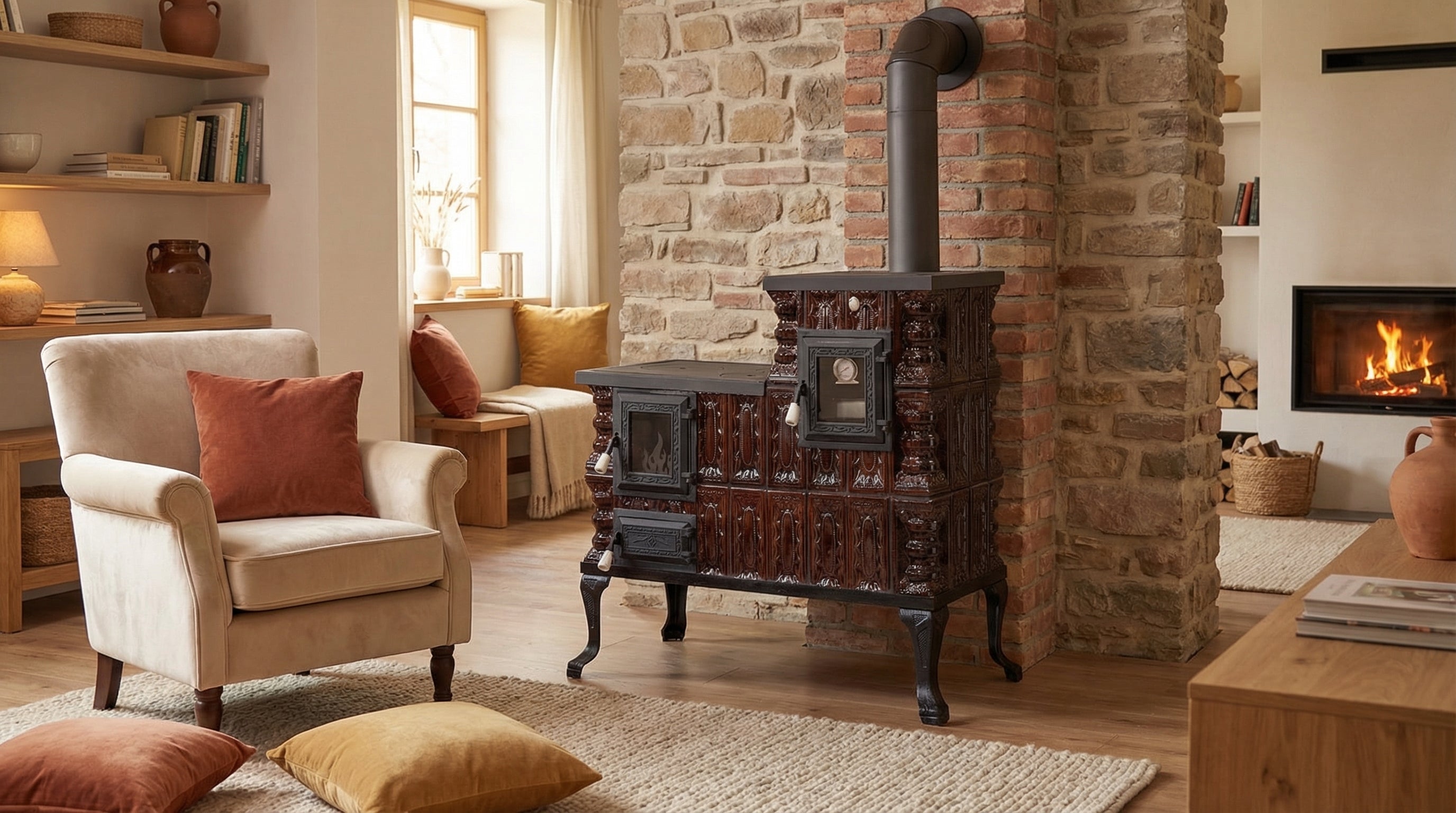 POÊLE CÉRAMIQUE MODÈLE 1 MARRON DROIT 10 kW
