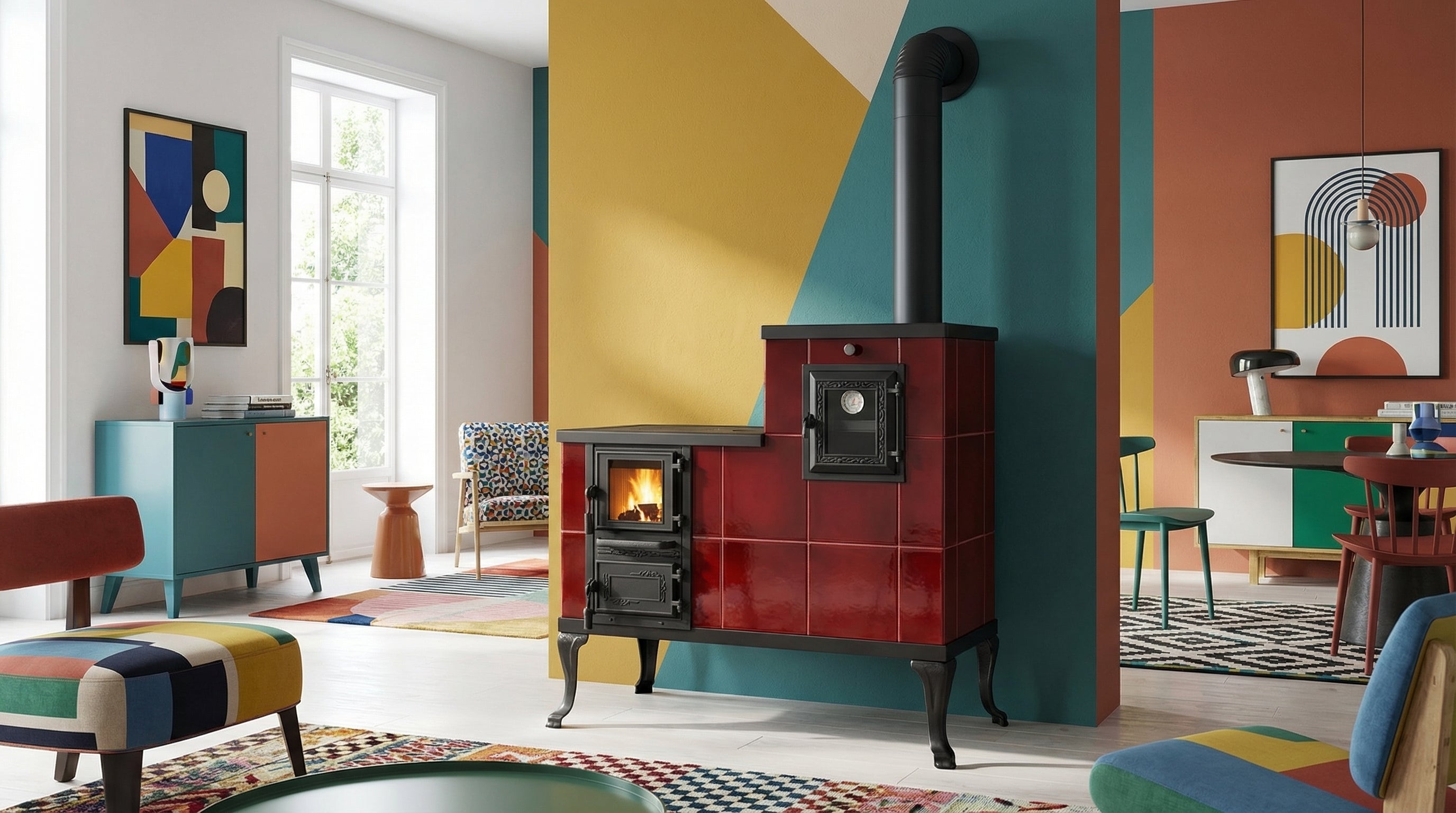 POÊLE CÉRAMIQUE MODÈLE 1 ROUGE DROIT 10 kW