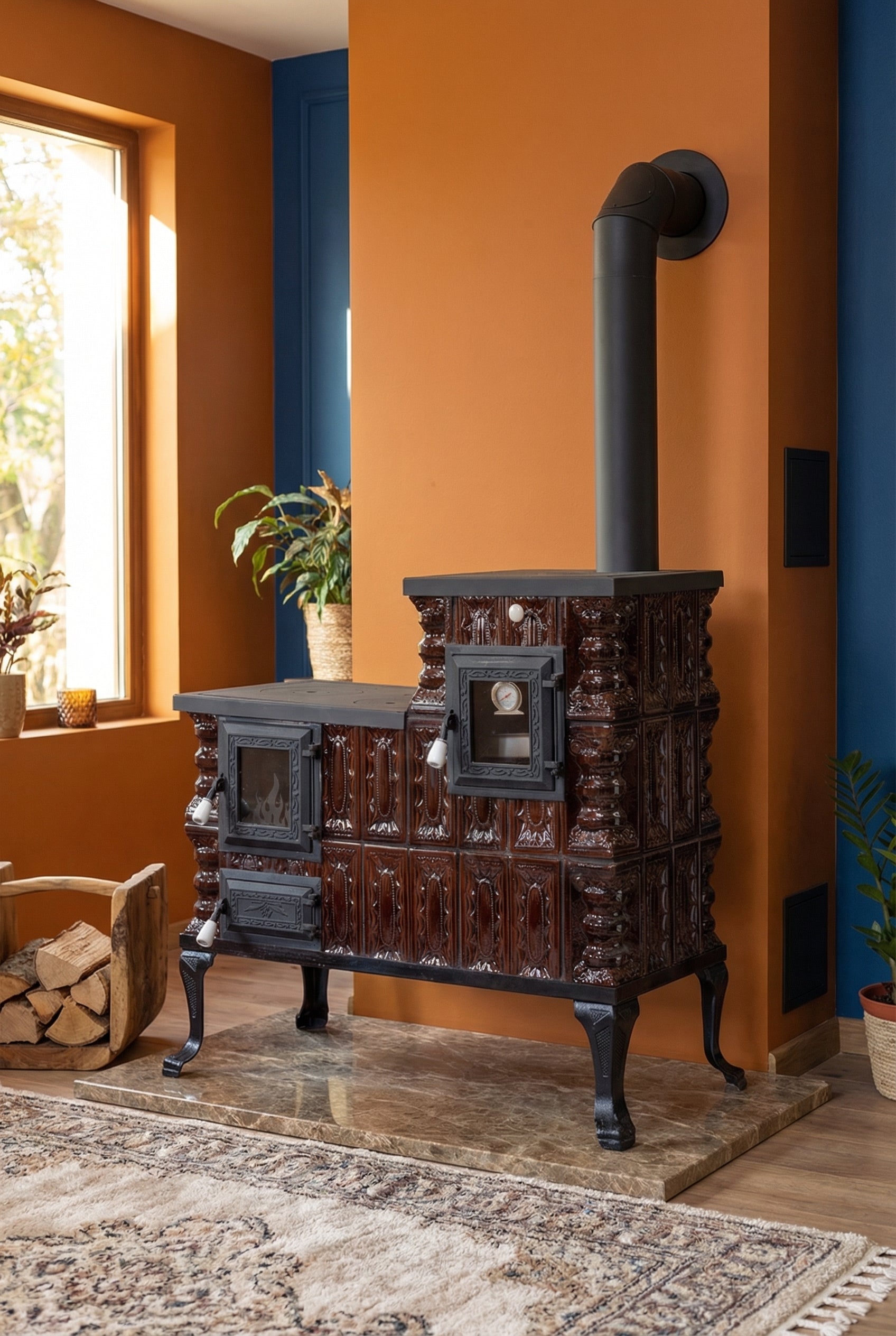 POÊLE CÉRAMIQUE MODÈLE 1 MARRON DROIT 10 kW