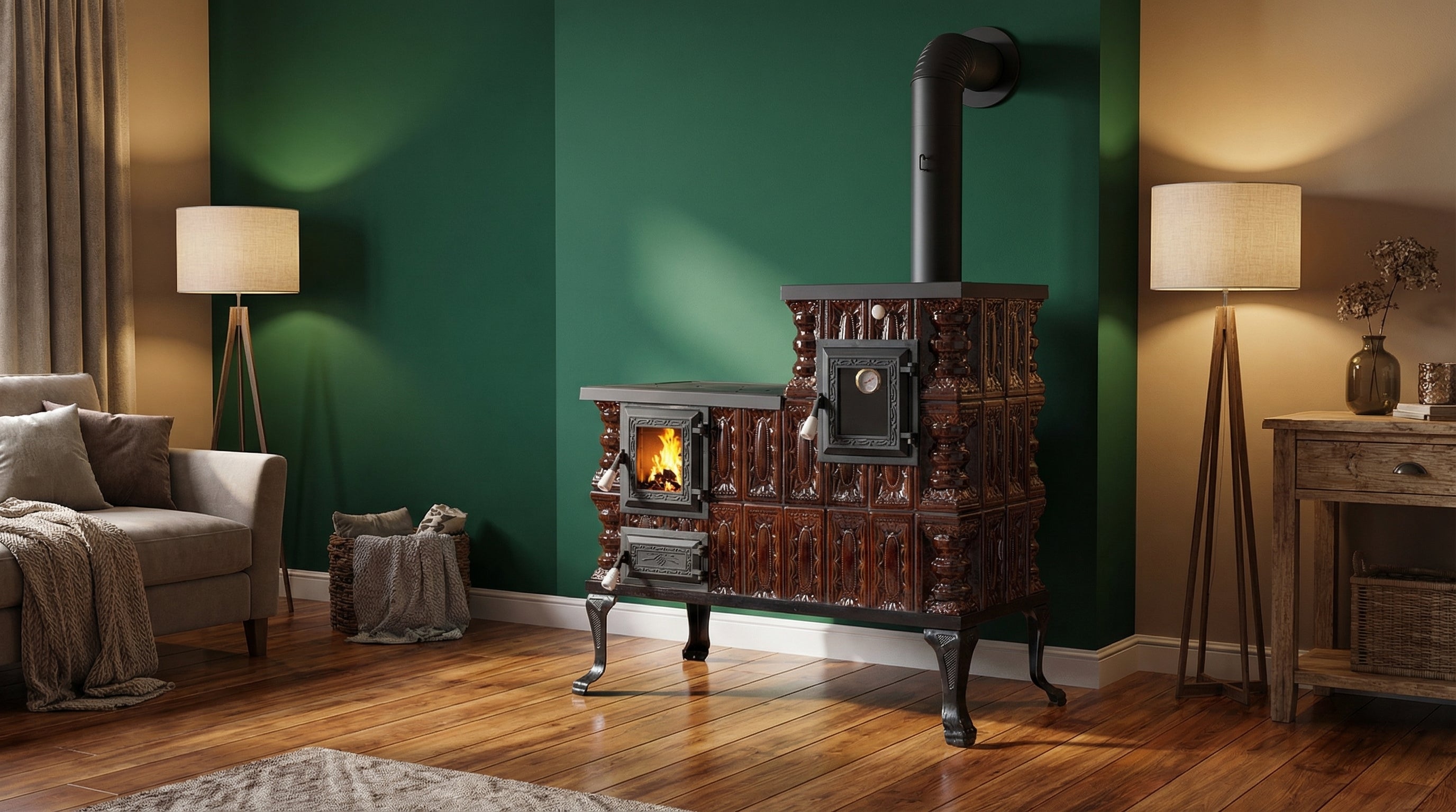 POÊLE CÉRAMIQUE MODÈLE 1 MARRON DROIT 10 kW