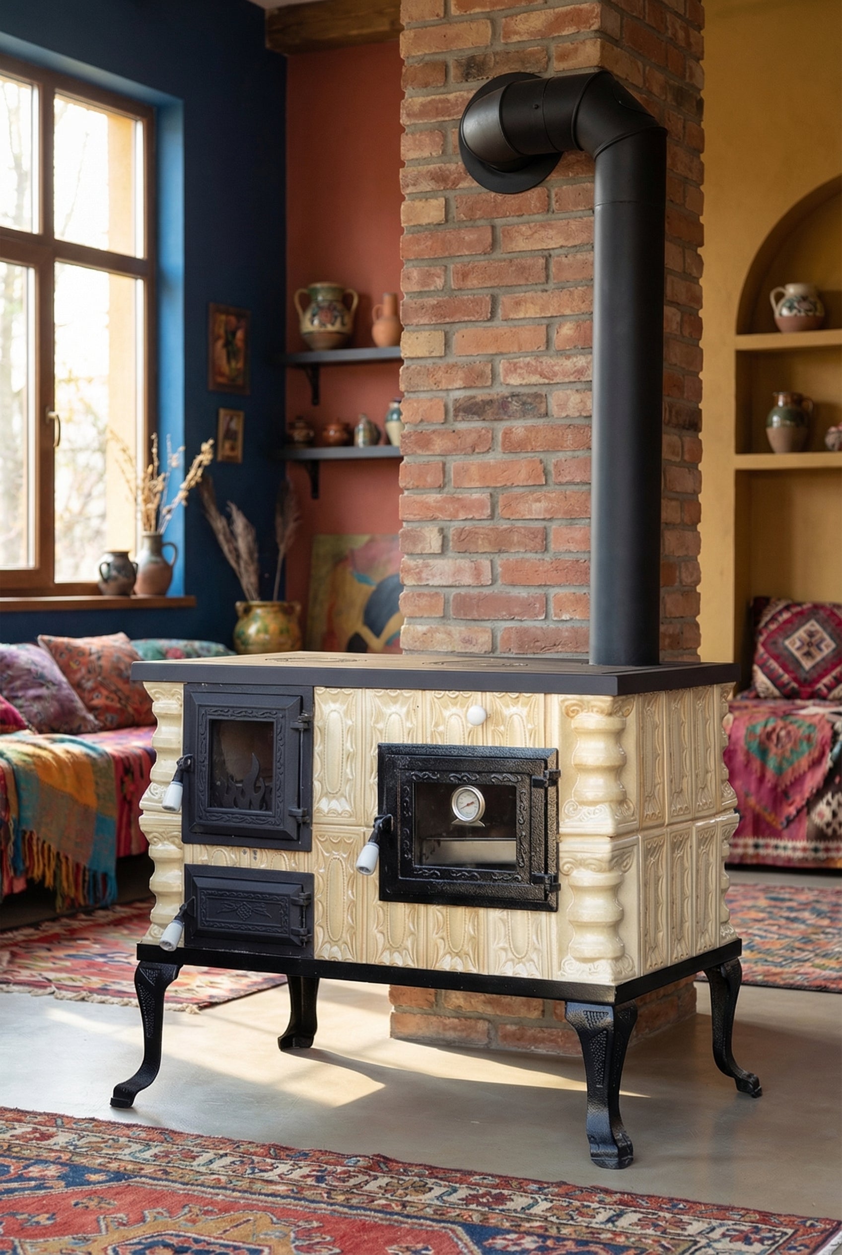 POÊLE CÉRAMIQUE MODÈLE 6 CRÈME DROIT 10 kW