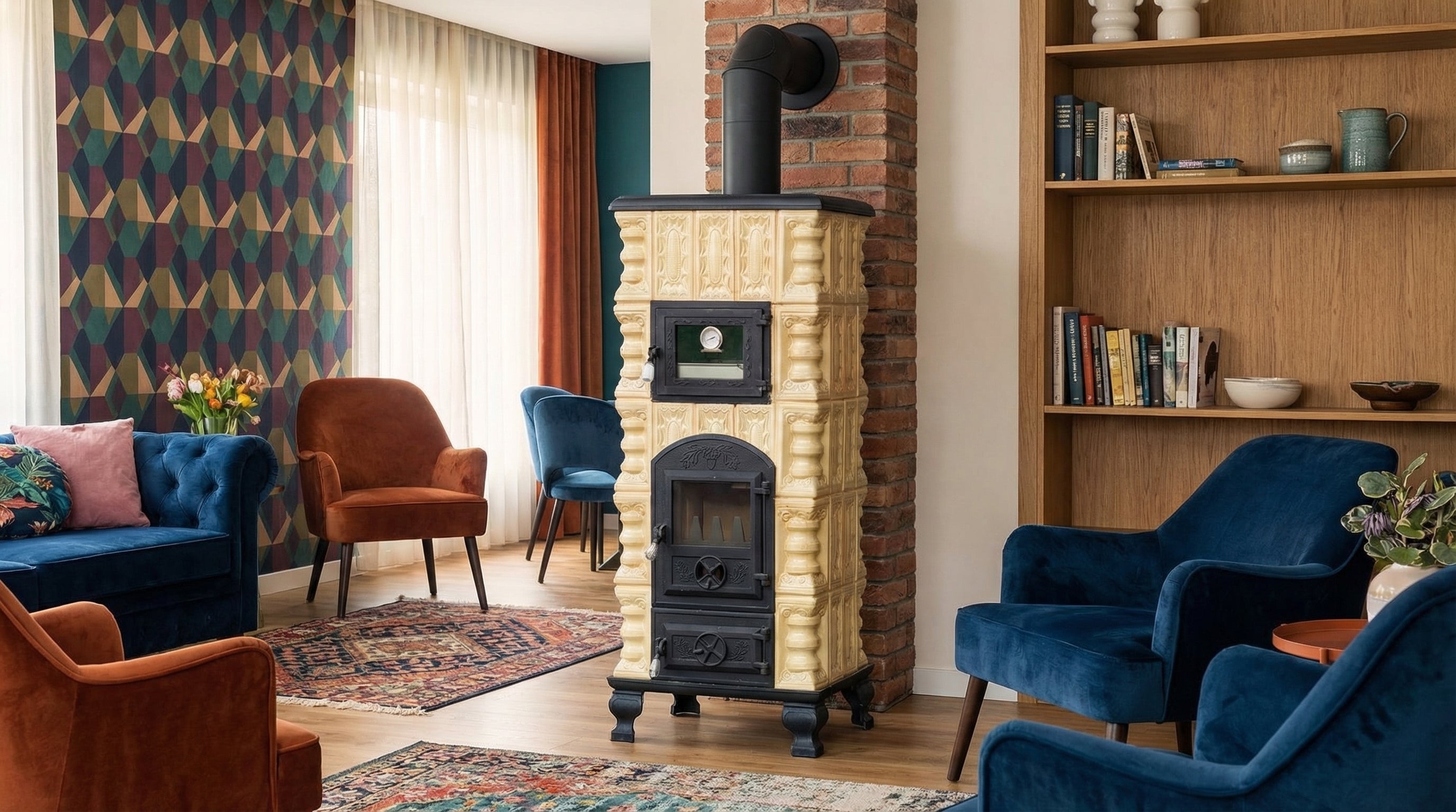 POÊLE CÉRAMIQUE MODÈLE 5 CRÈME 10 kW