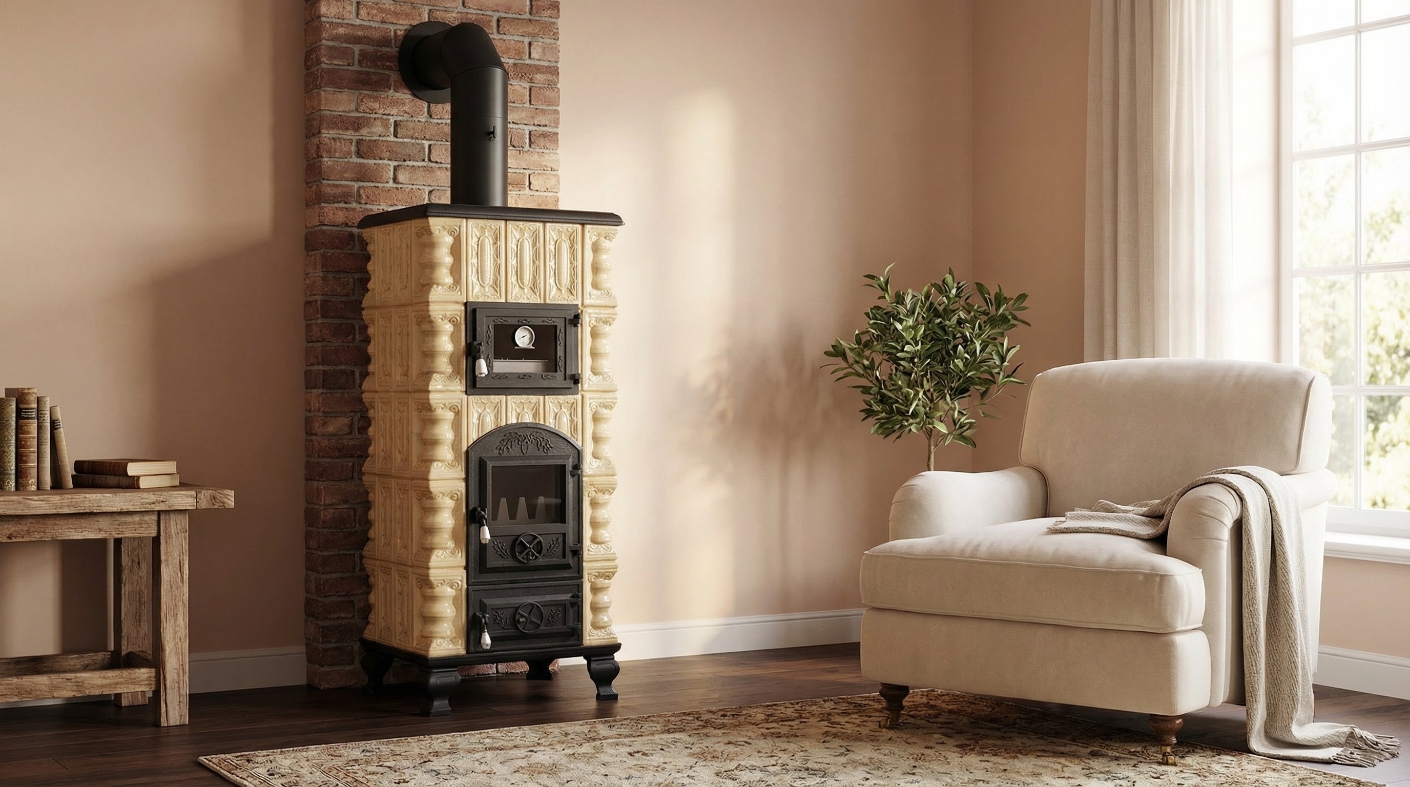 POÊLE CÉRAMIQUE MODÈLE 5 CRÈME 10 kW