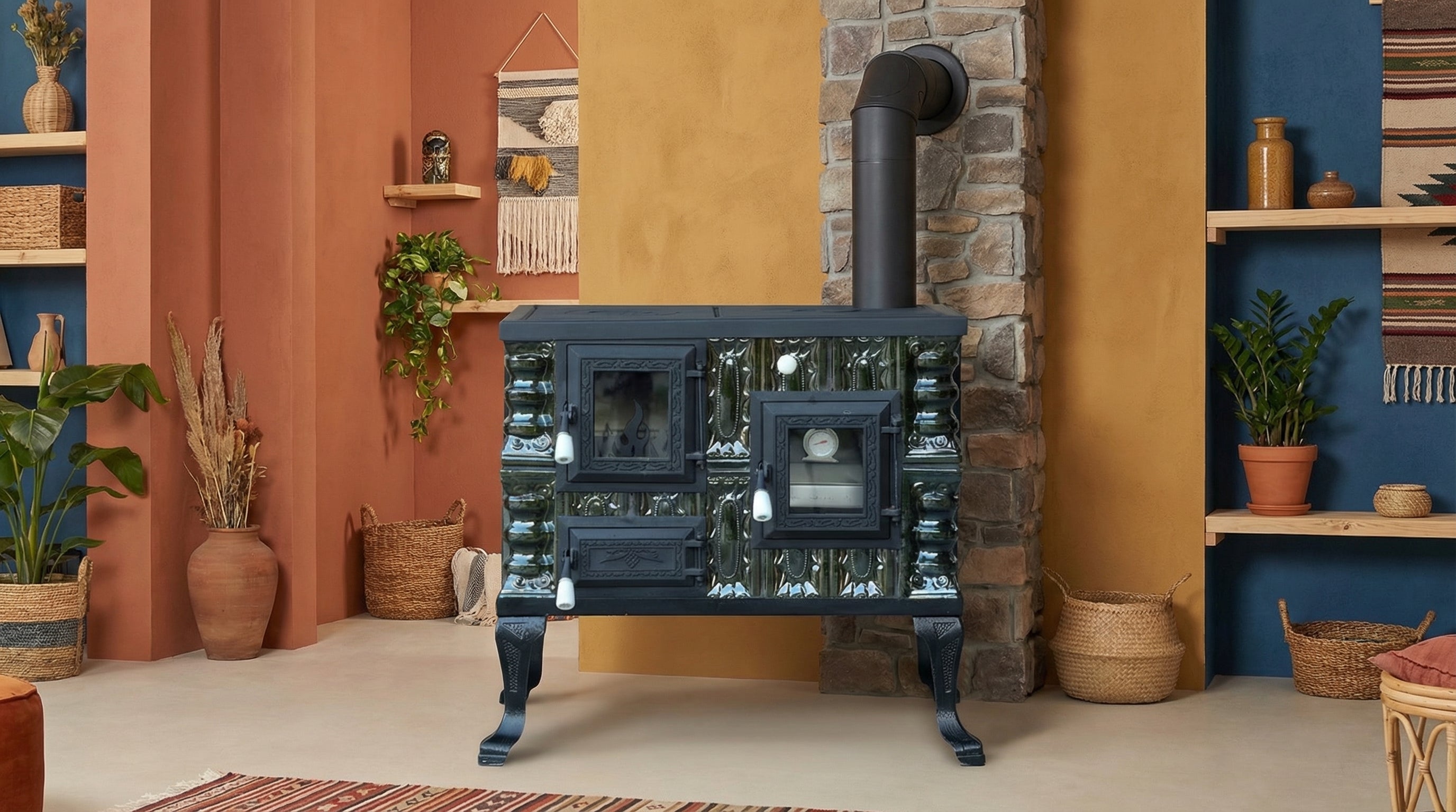 Piec ceramiczny model 7 zielony prawy 6,5 kW
