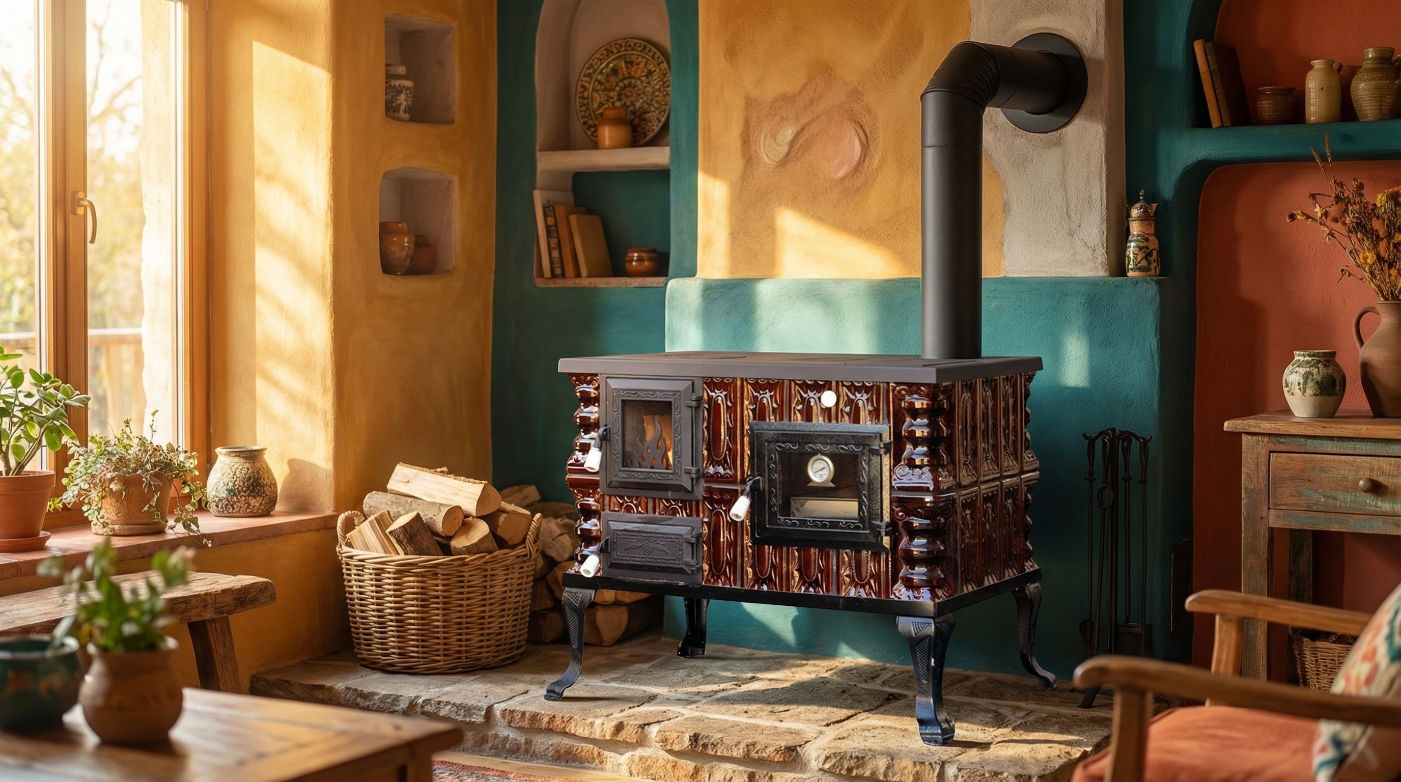 POÊLE CÉRAMIQUE MODÈLE 6 MARRON DROIT 10 kW