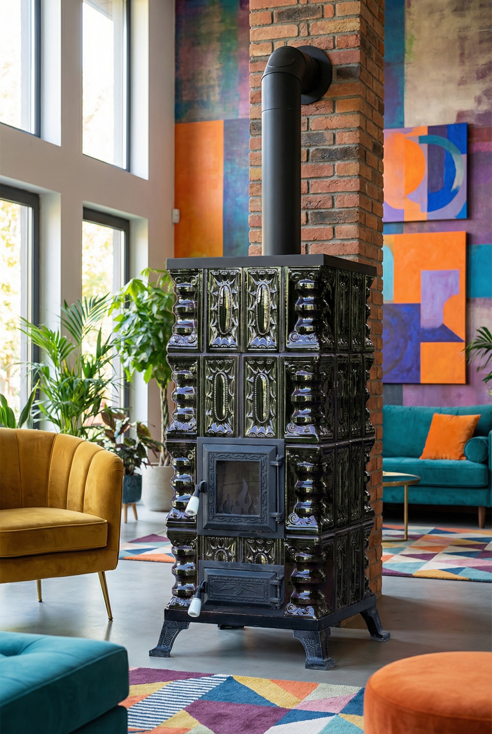 POÊLE CÉRAMIQUE MODÈLE 2 VERT 7 kW