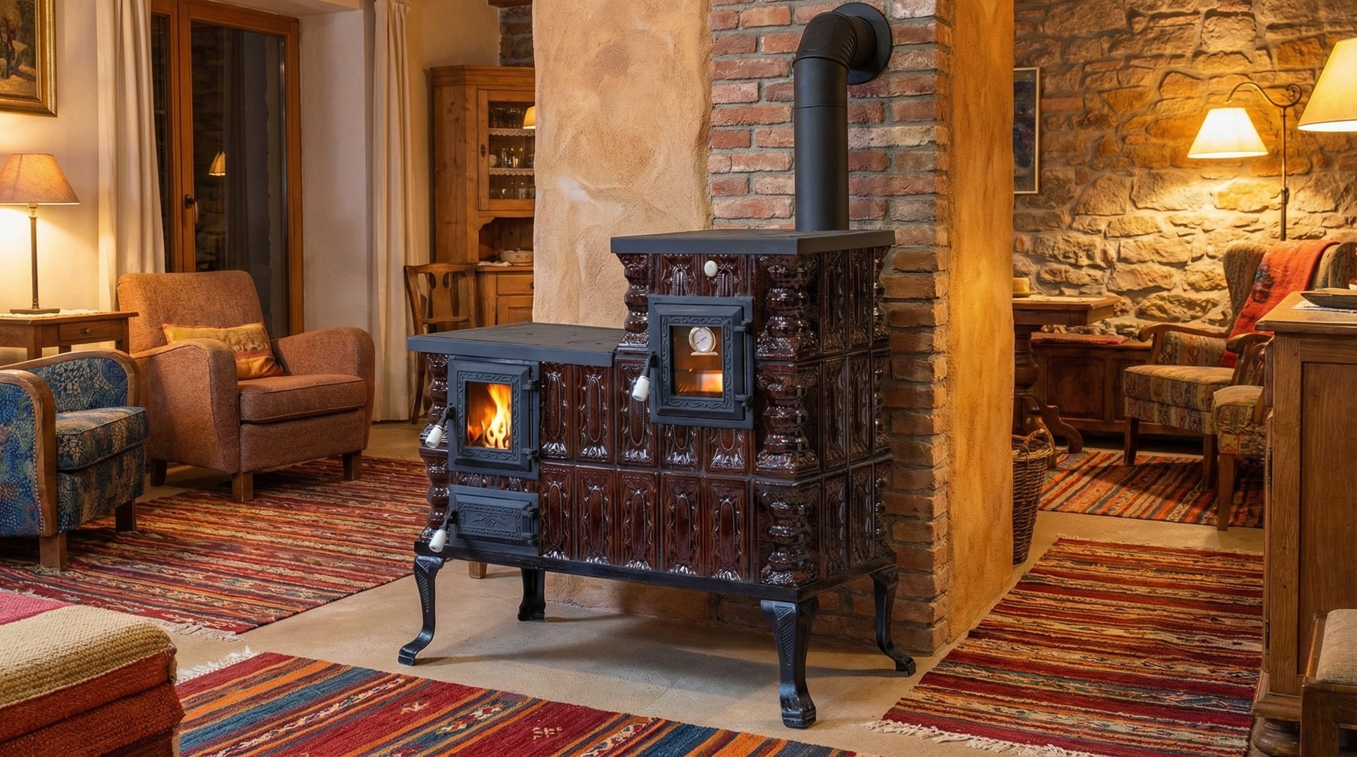 POÊLE CÉRAMIQUE MODÈLE 1 MARRON DROIT 10 kW