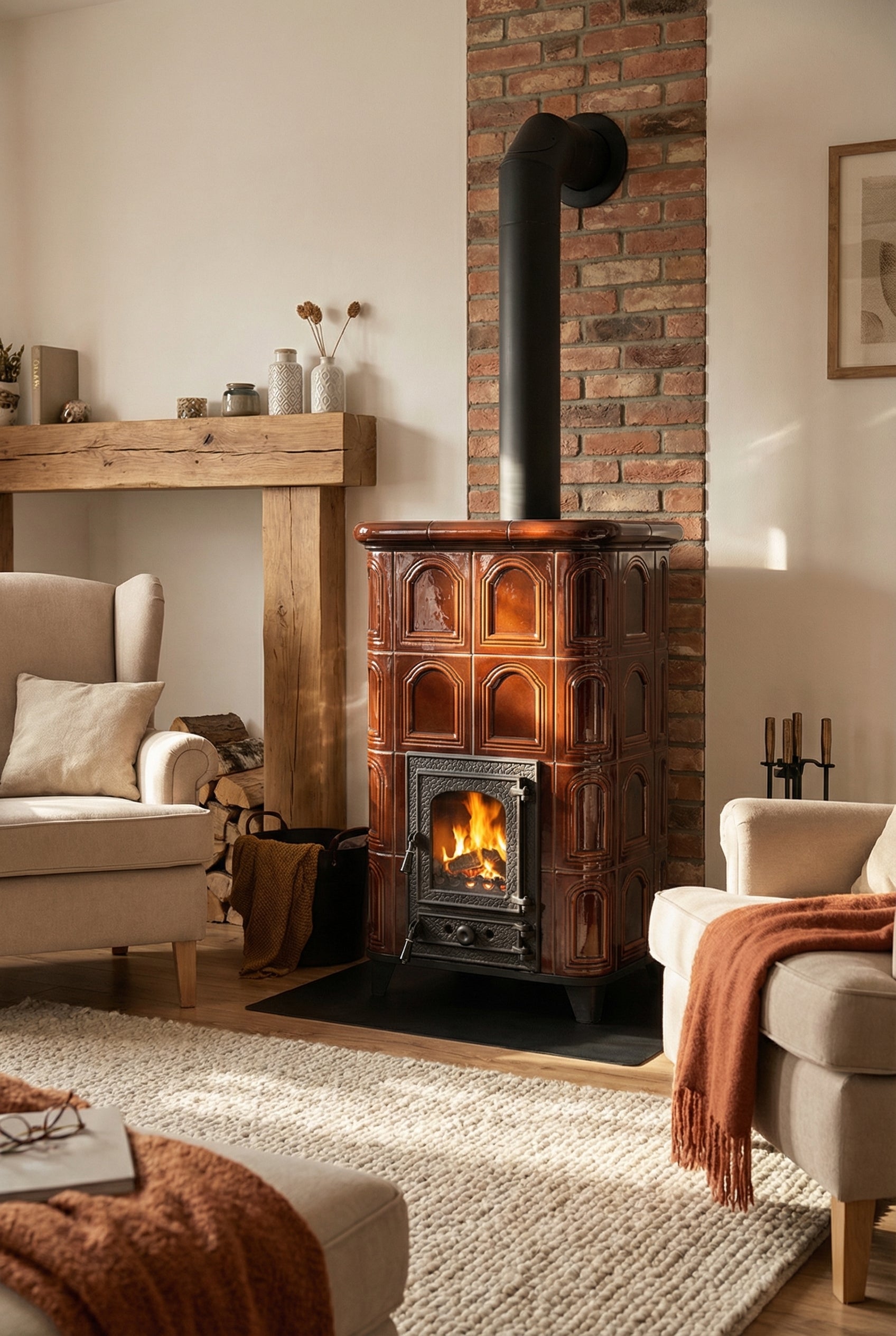 POÊLE CÉRAMIQUE MODÈLE 25 MARRON 10 kW