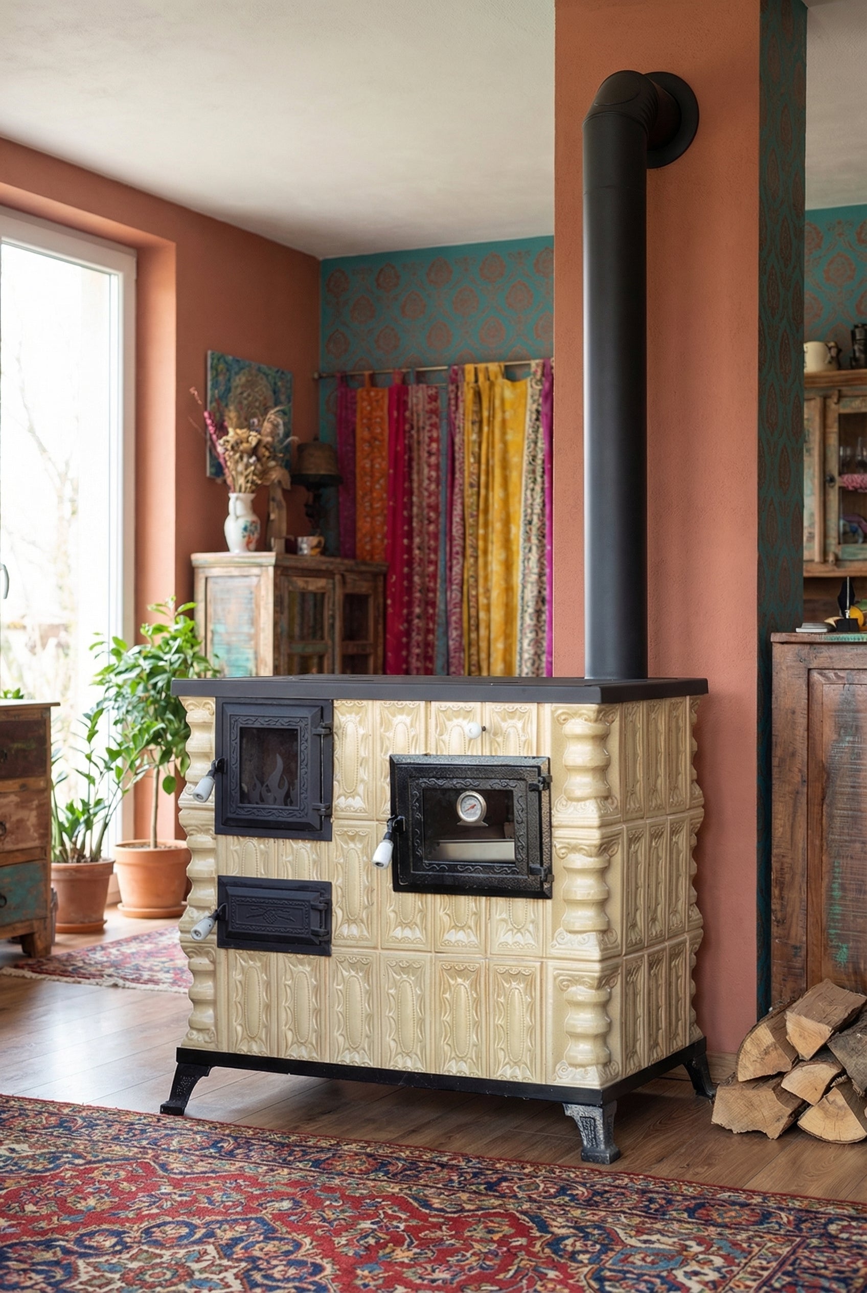POÊLE CÉRAMIQUE MODÈLE 4 CRÈME DROIT 10 kW