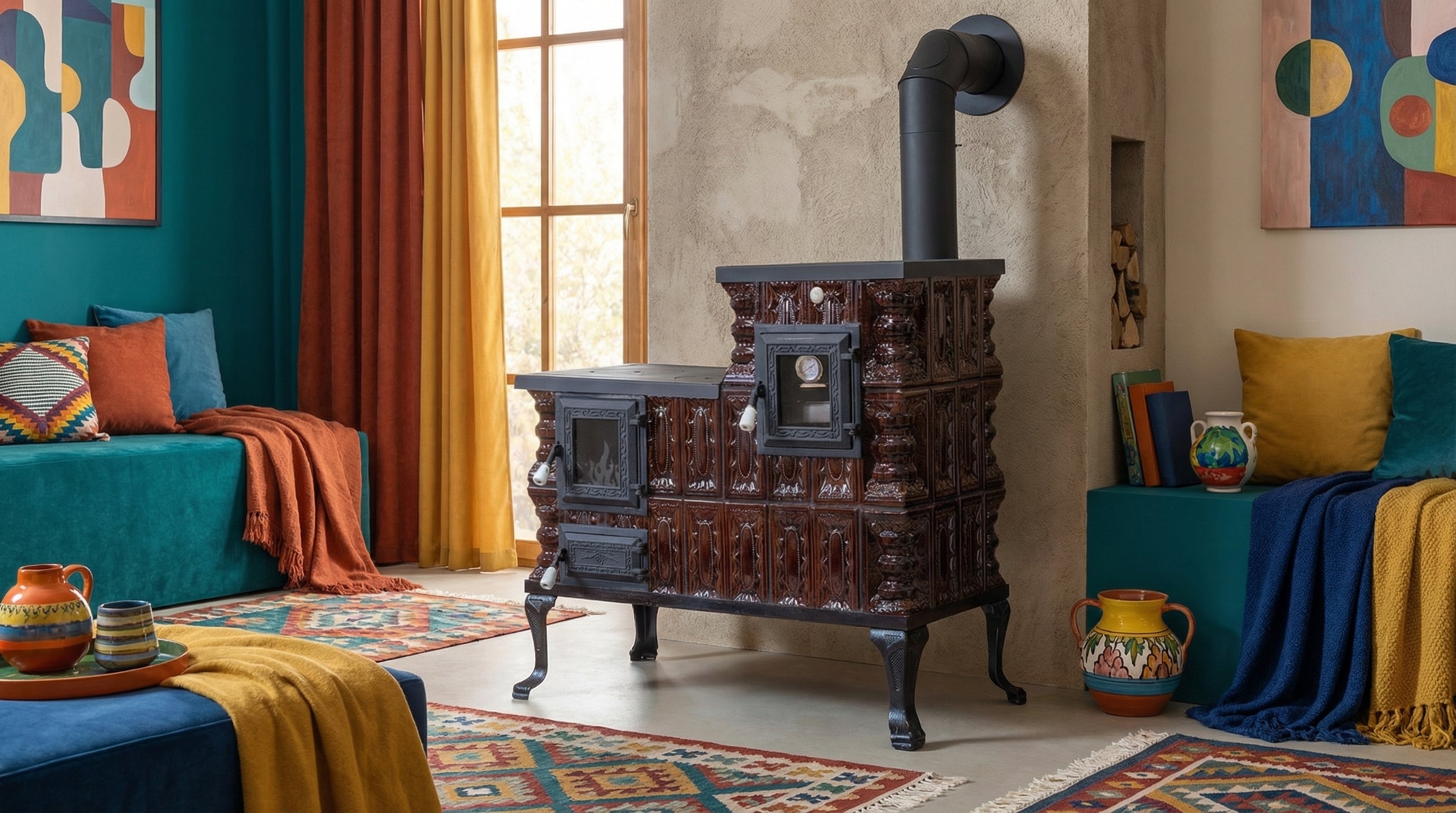 POÊLE CÉRAMIQUE MODÈLE 1 MARRON DROIT 10 kW