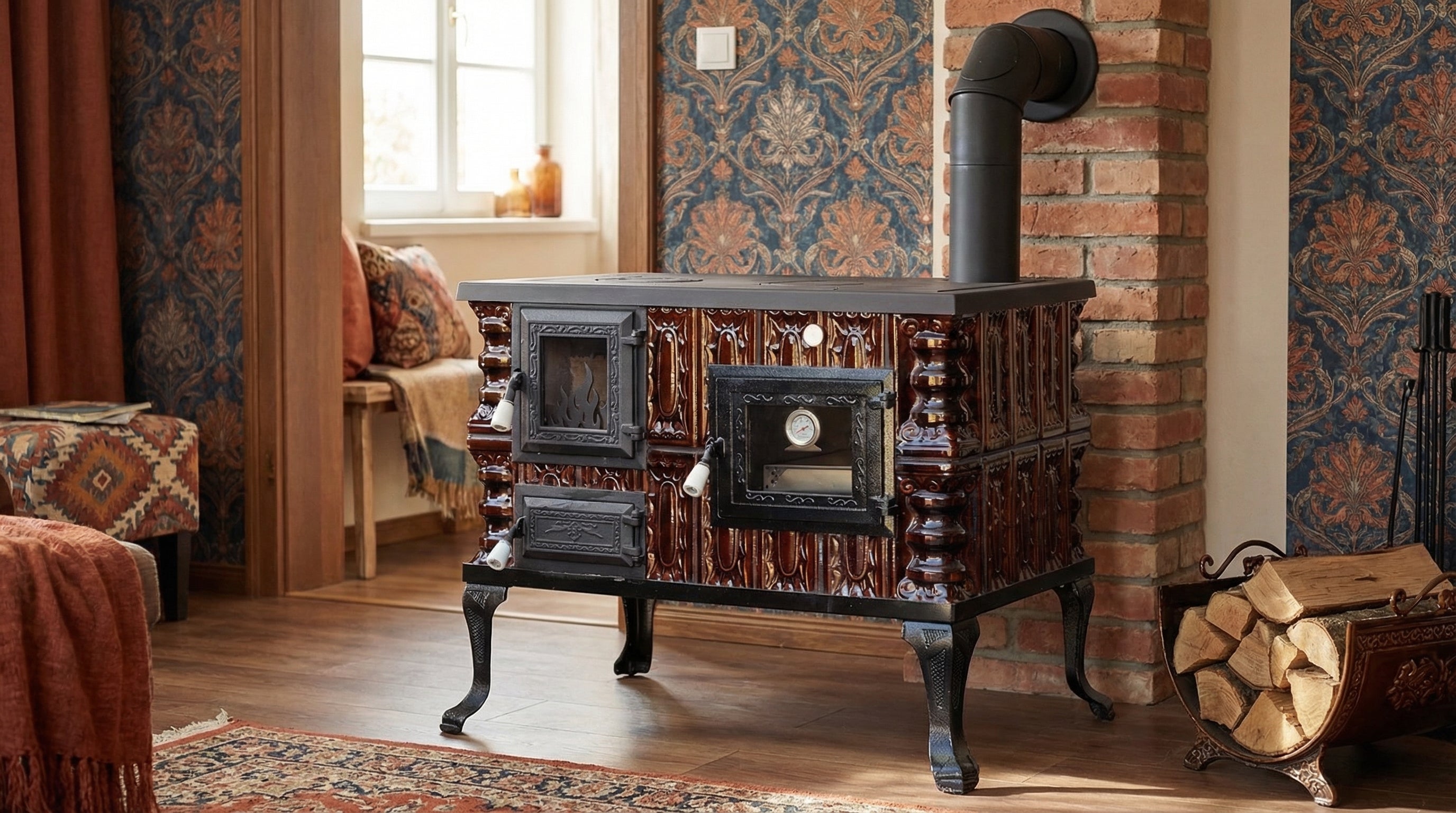 POÊLE CÉRAMIQUE MODÈLE 6 MARRON DROIT 10 kW