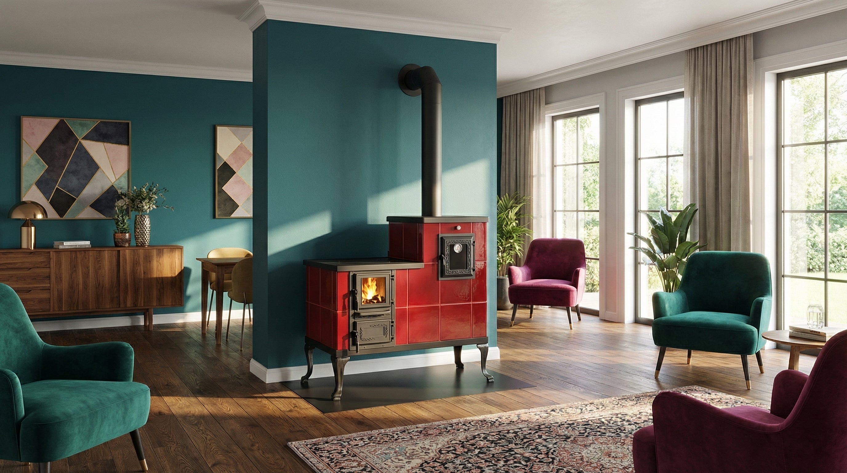 POÊLE CÉRAMIQUE MODÈLE 1 ROUGE DROIT 10 kW