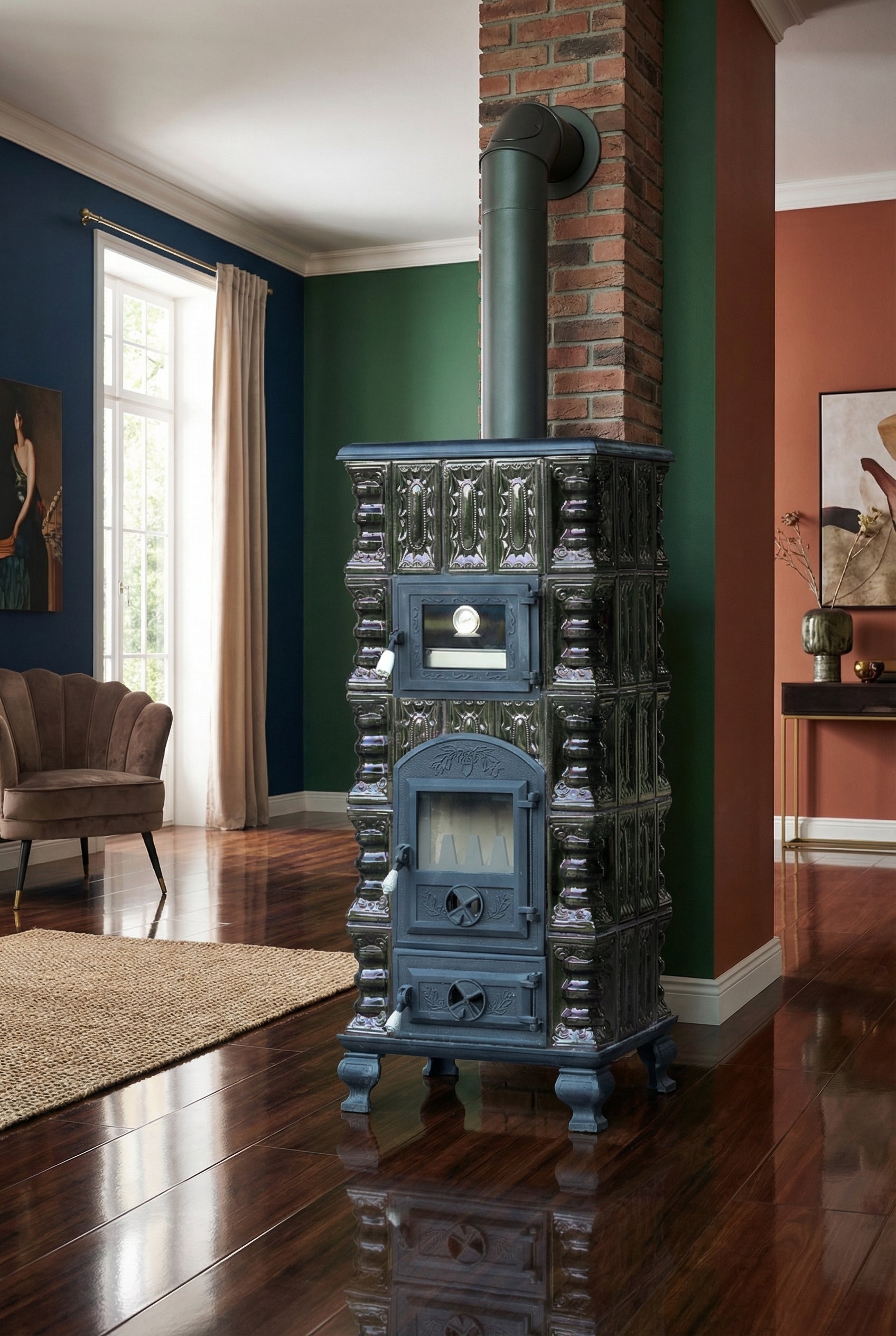 POÊLE CÉRAMIQUE MODÈLE 5 VERT 10 kW
