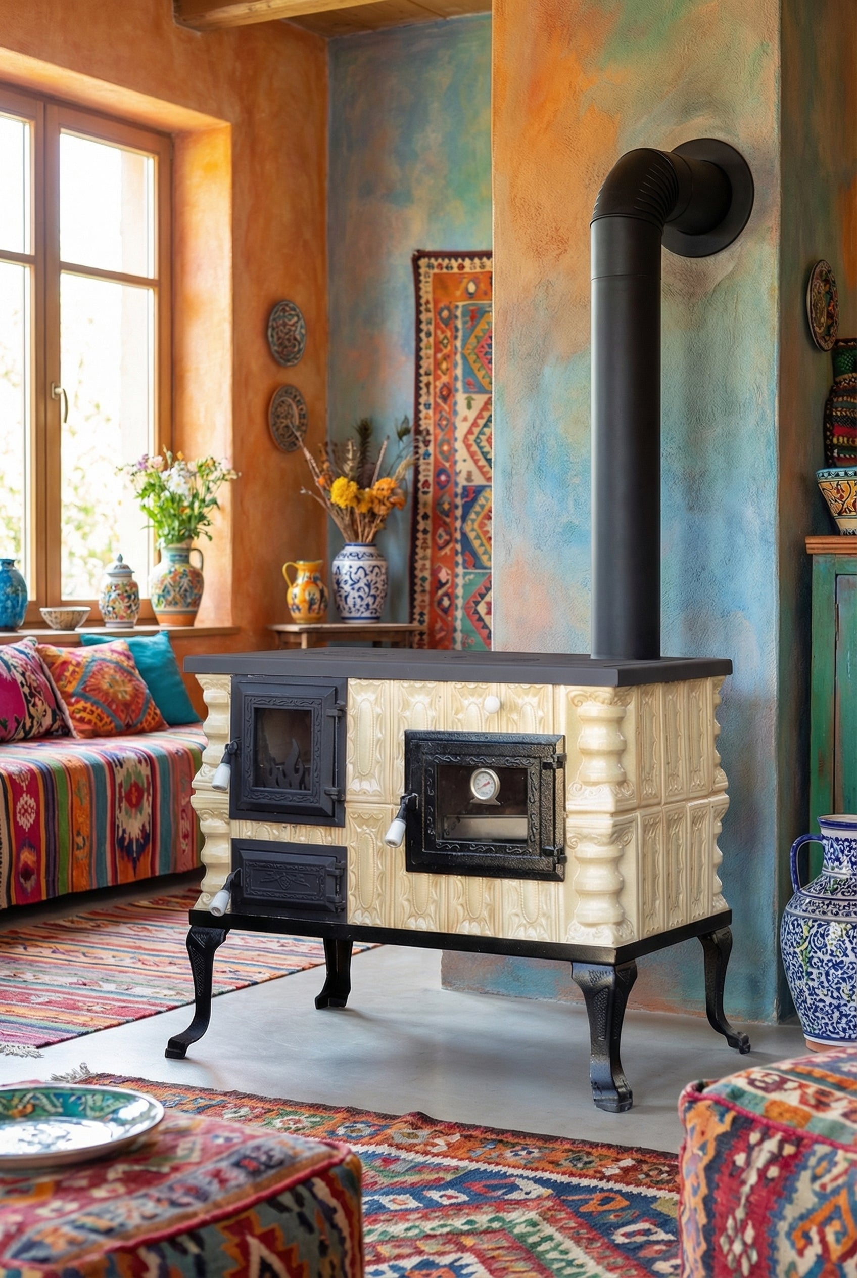 POÊLE CÉRAMIQUE MODÈLE 6 CRÈME DROIT 10 kW