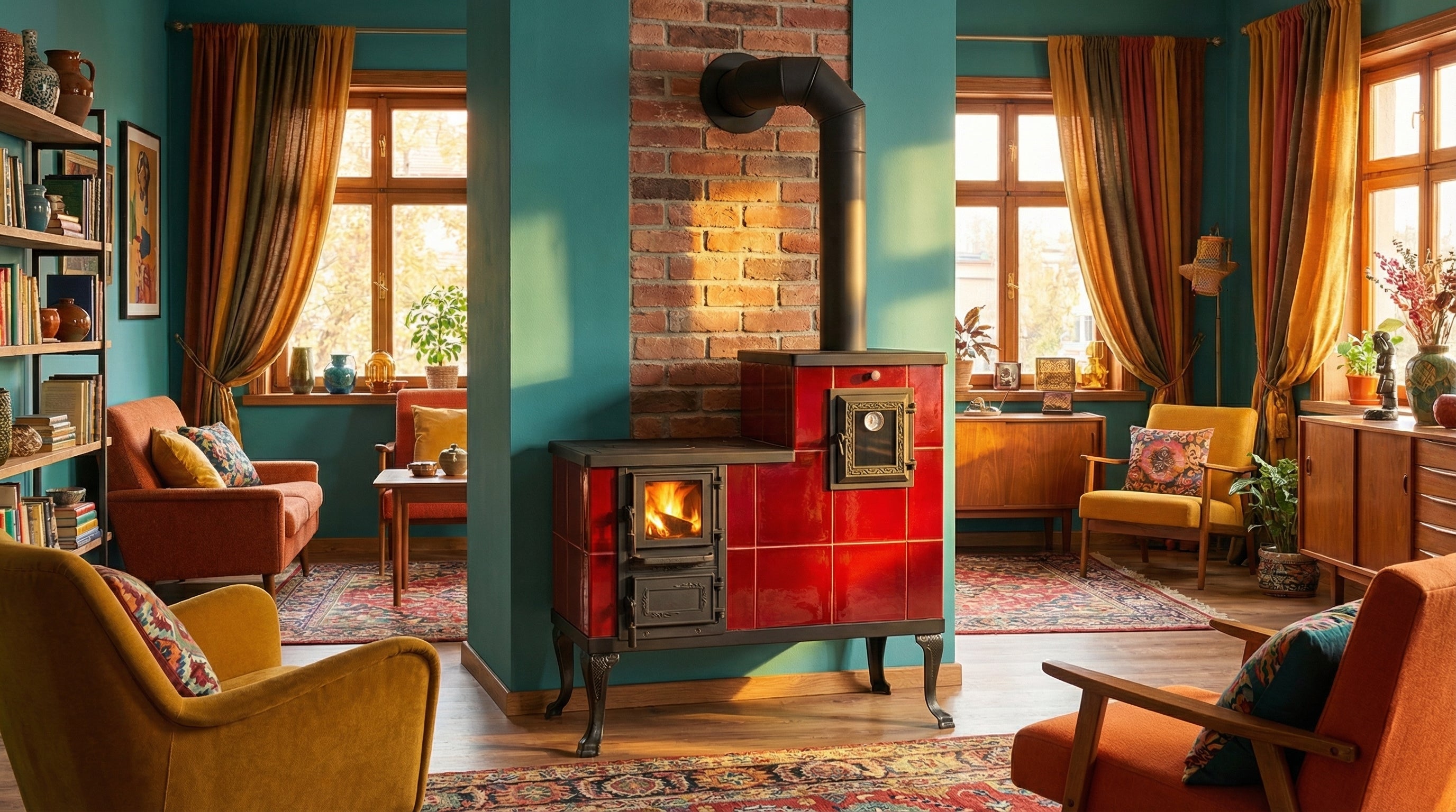 POÊLE CÉRAMIQUE MODÈLE 1 ROUGE DROIT 10 kW