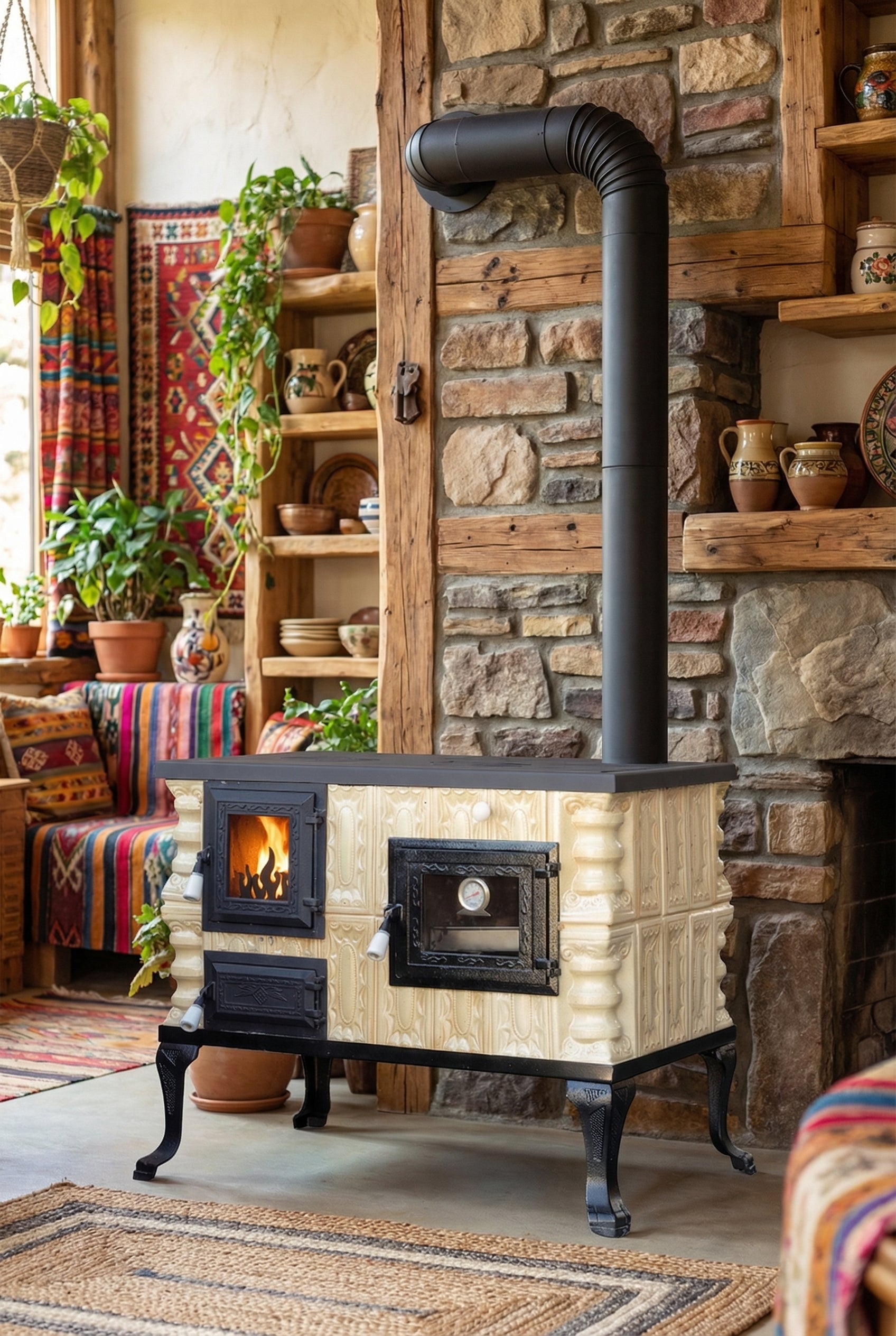 POÊLE CÉRAMIQUE MODÈLE 6 CRÈME DROIT 10 kW