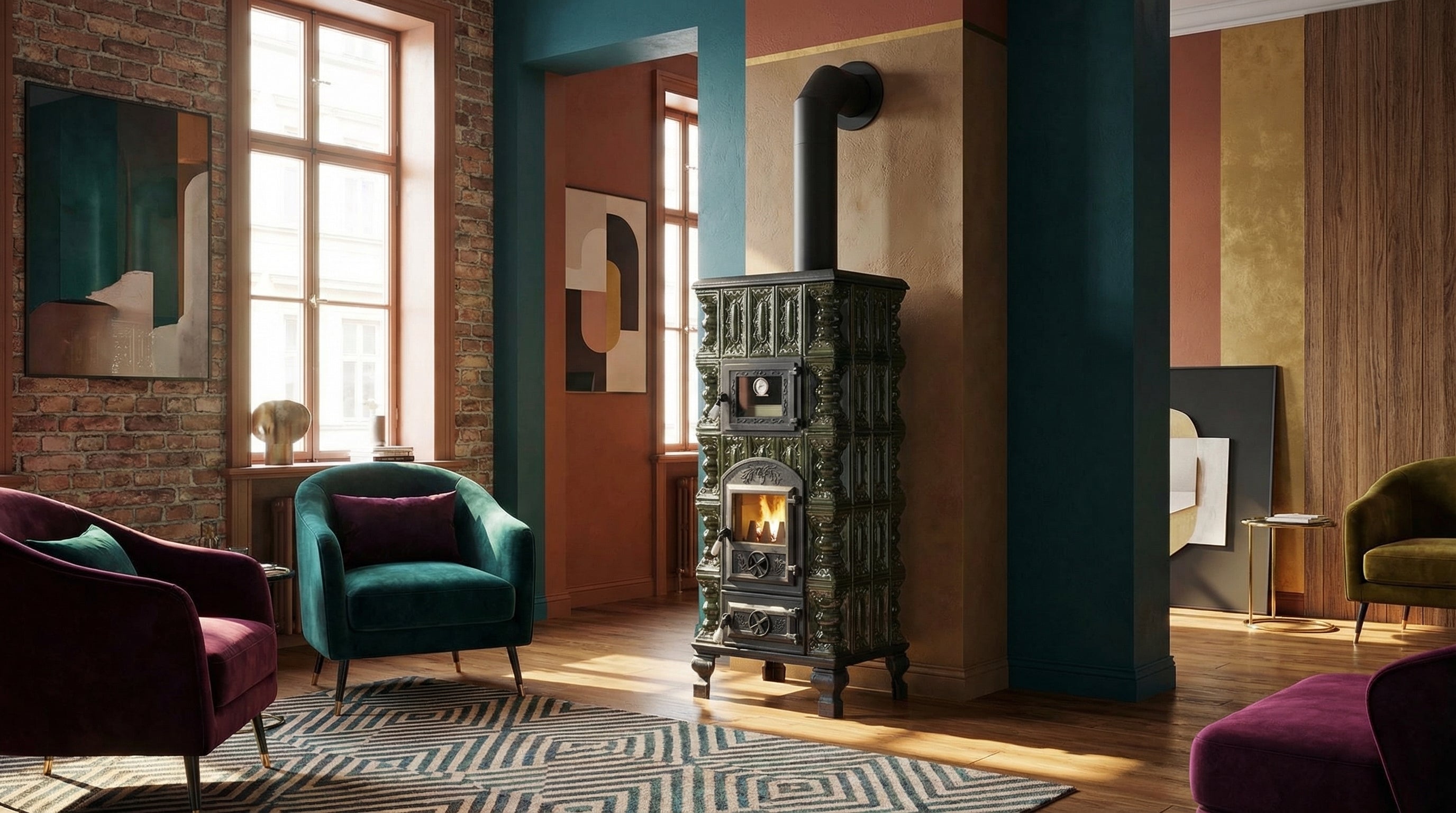 POÊLE CÉRAMIQUE MODÈLE 5 VERT 10 kW