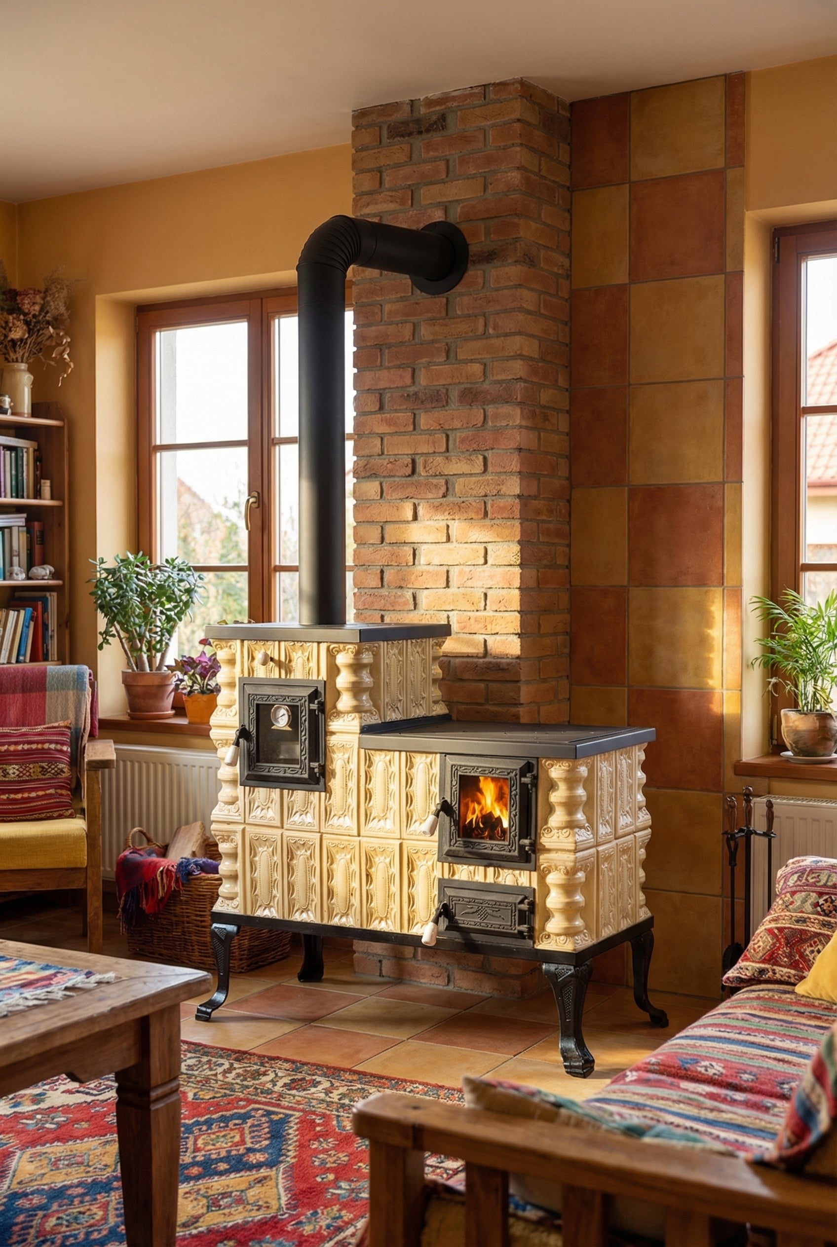 POÊLE CÉRAMIQUE MODÈLE 1 CRÈME GAUCHE 10 kW