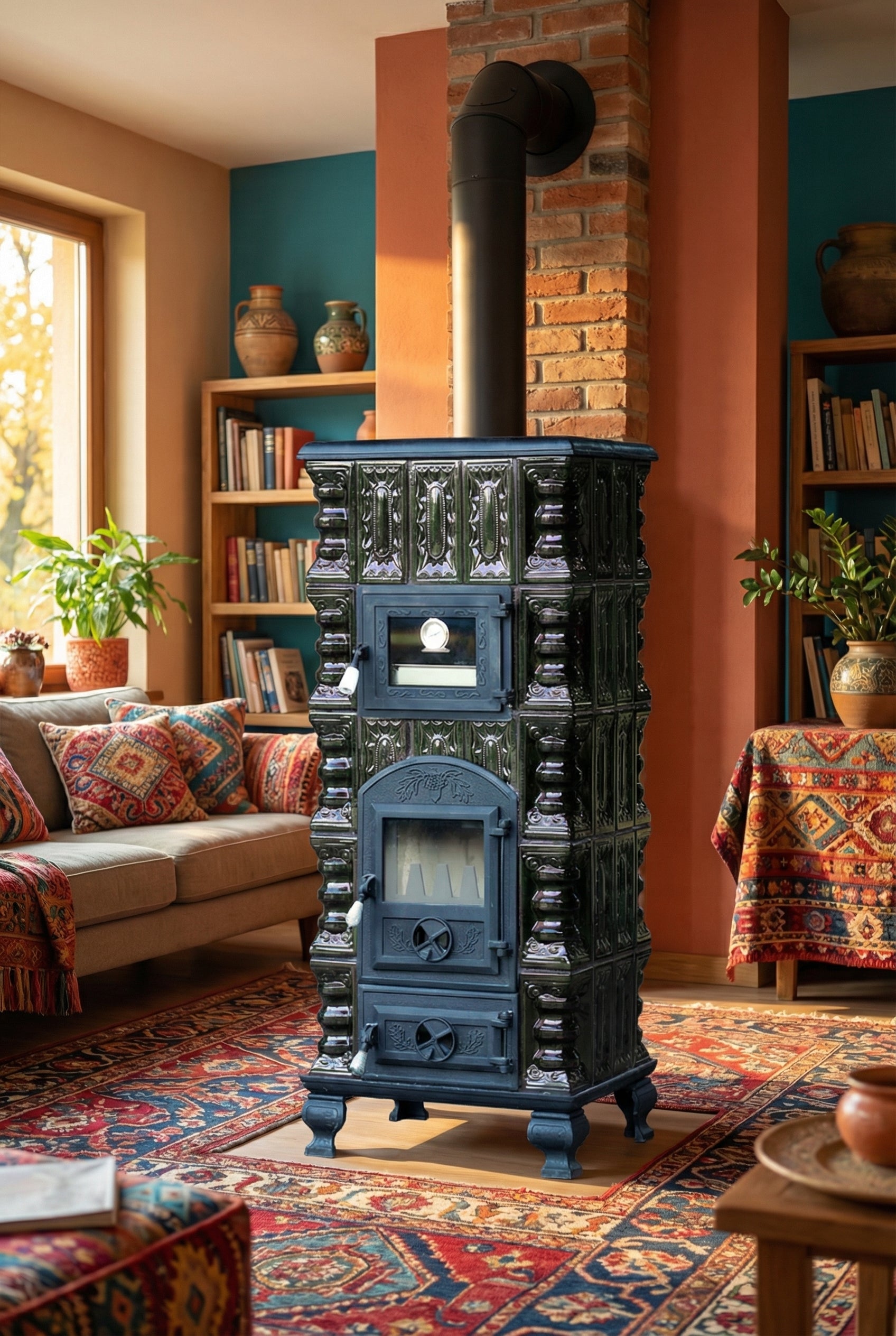 POÊLE CÉRAMIQUE MODÈLE 5 VERT 10 kW
