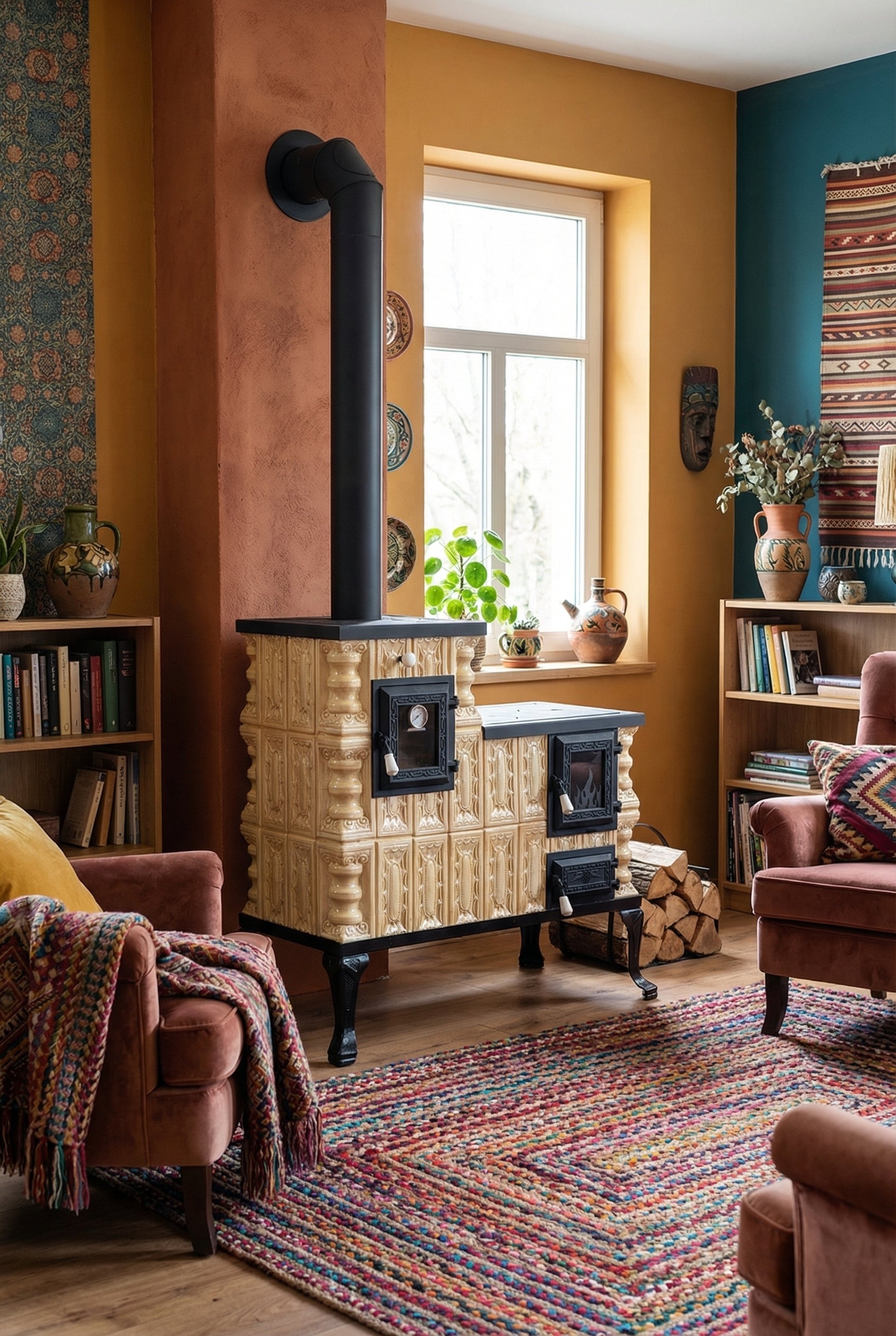POÊLE CÉRAMIQUE MODÈLE 1 CRÈME GAUCHE 10 kW