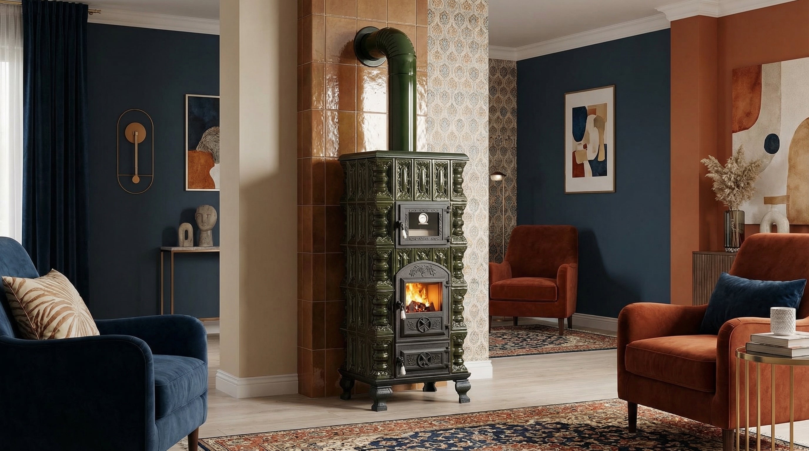 POÊLE CÉRAMIQUE MODÈLE 5 VERT 10 kW