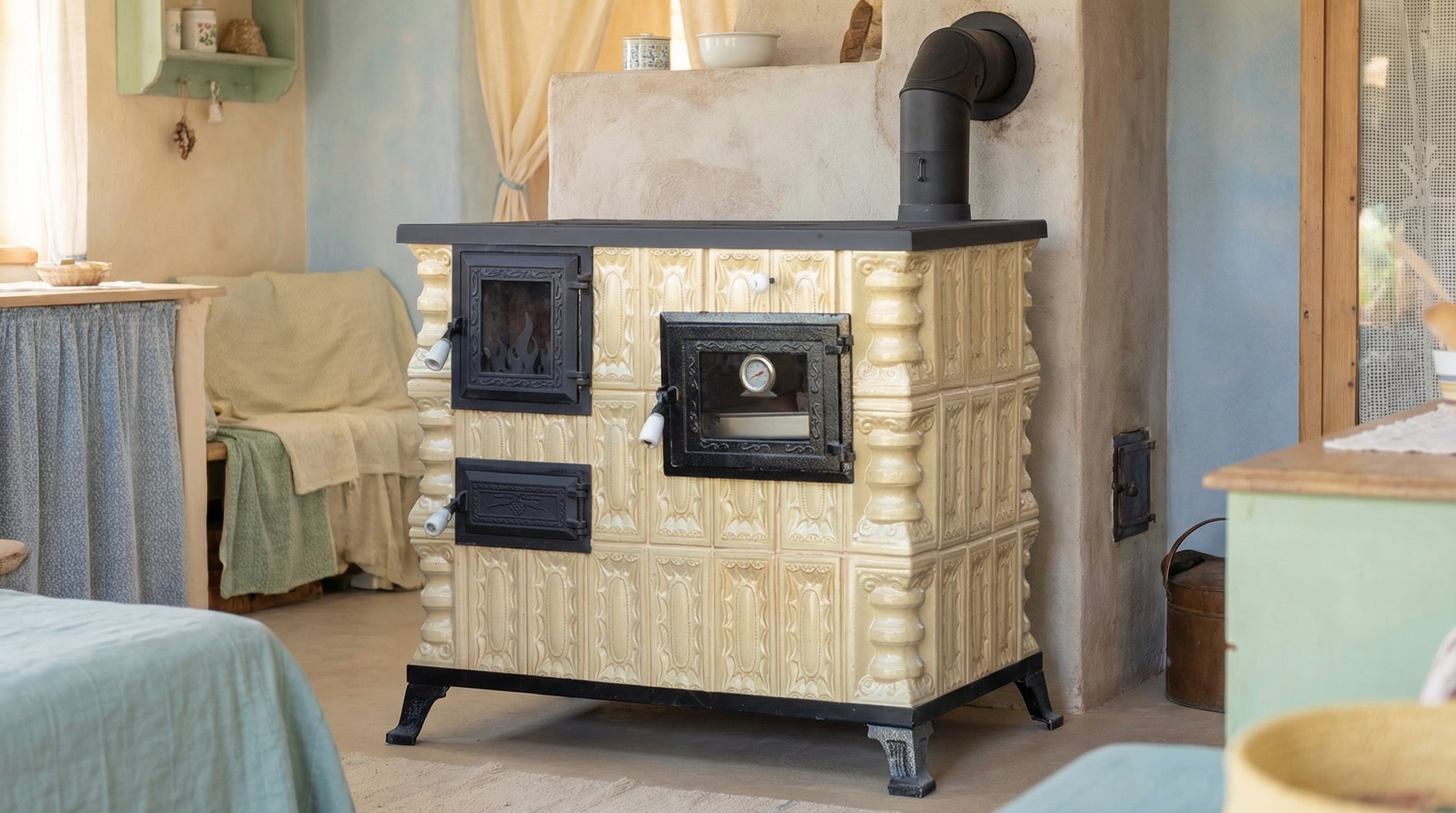 POÊLE CÉRAMIQUE MODÈLE 4 CRÈME DROIT 10 kW