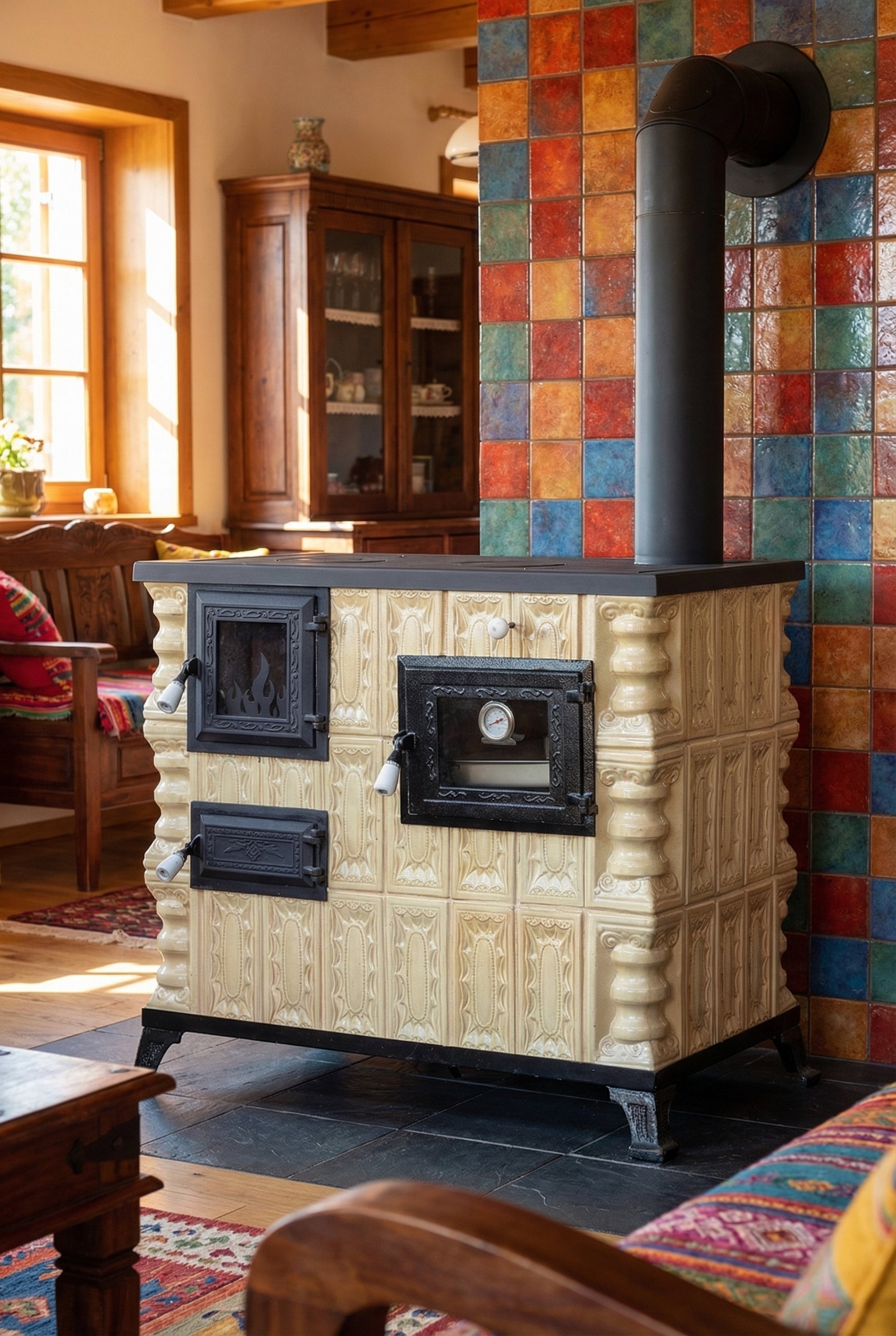 POÊLE CÉRAMIQUE MODÈLE 4 CRÈME DROIT 10 kW