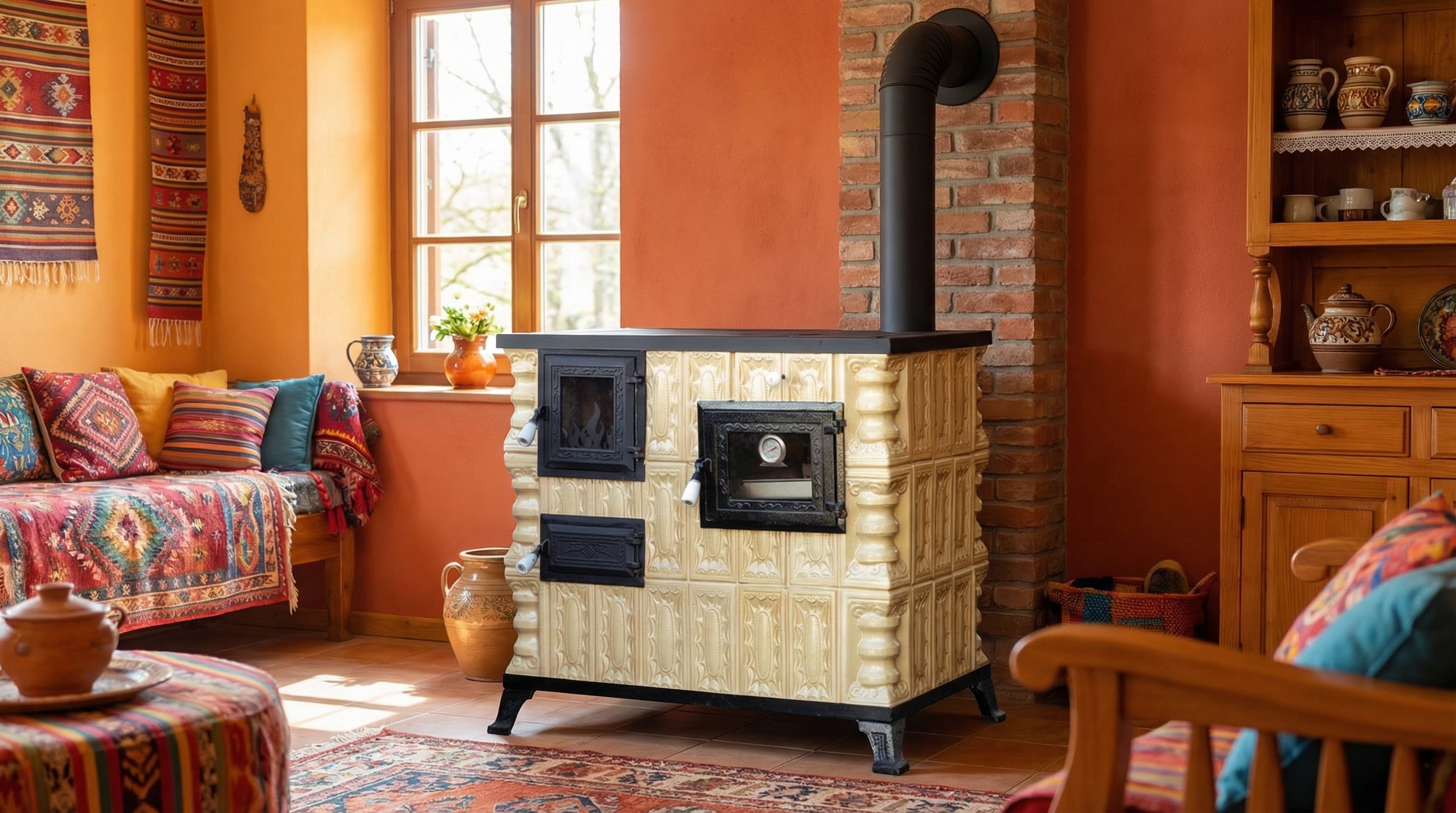 POÊLE CÉRAMIQUE MODÈLE 4 CRÈME DROIT 10 kW