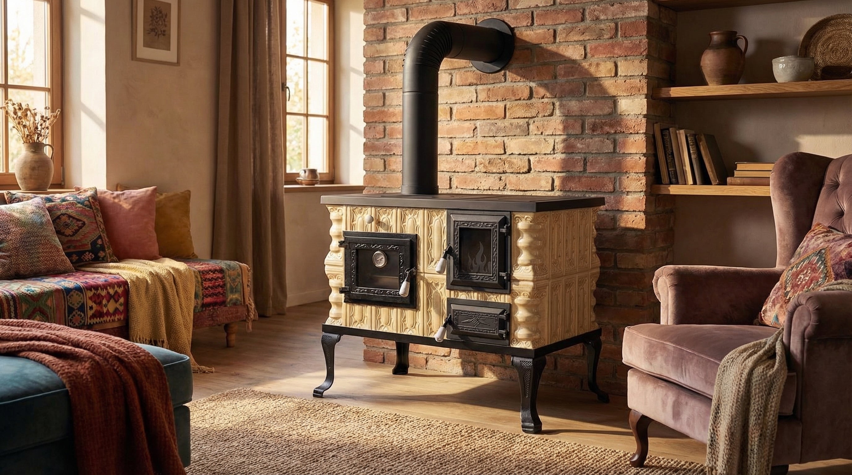 POÊLE CÉRAMIQUE MODÈLE 6 CRÈME GAUCHE 10 kW